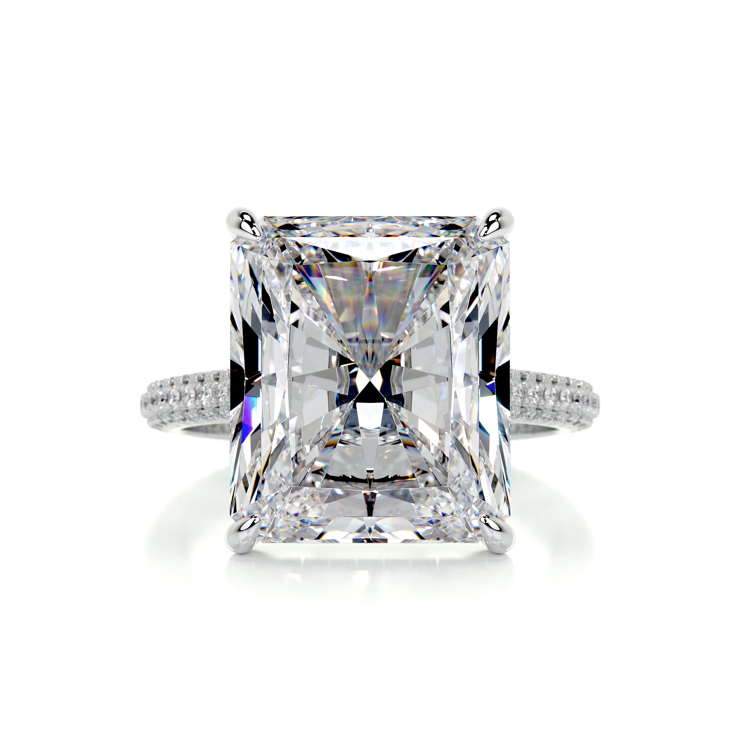 D Colorless Radiant Cut Moissanite Engagement Ring Solid 14K White Gold  2.30 CT