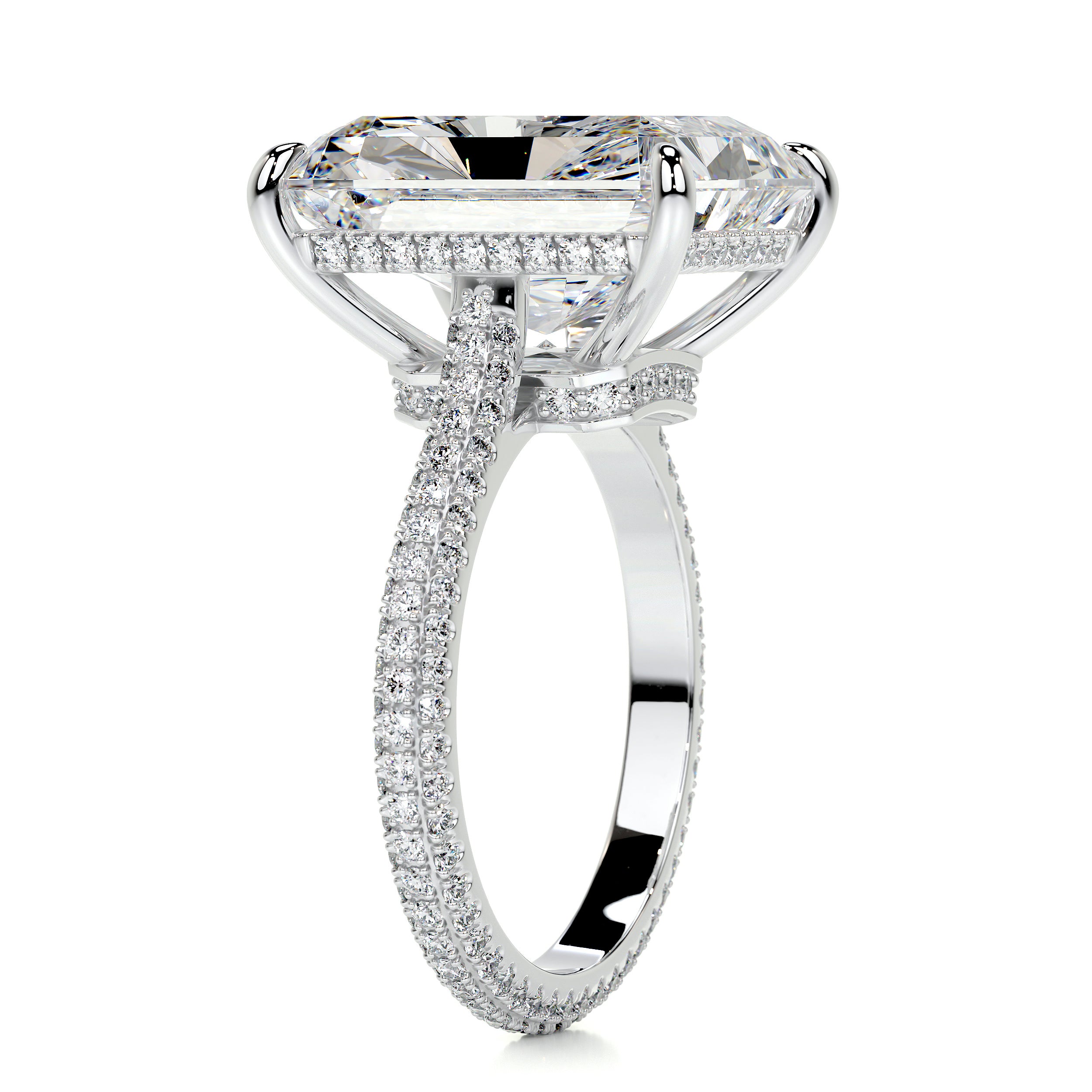 Cher Moissanite & Diamonds Ring   (8 Carat) -14K White Gold