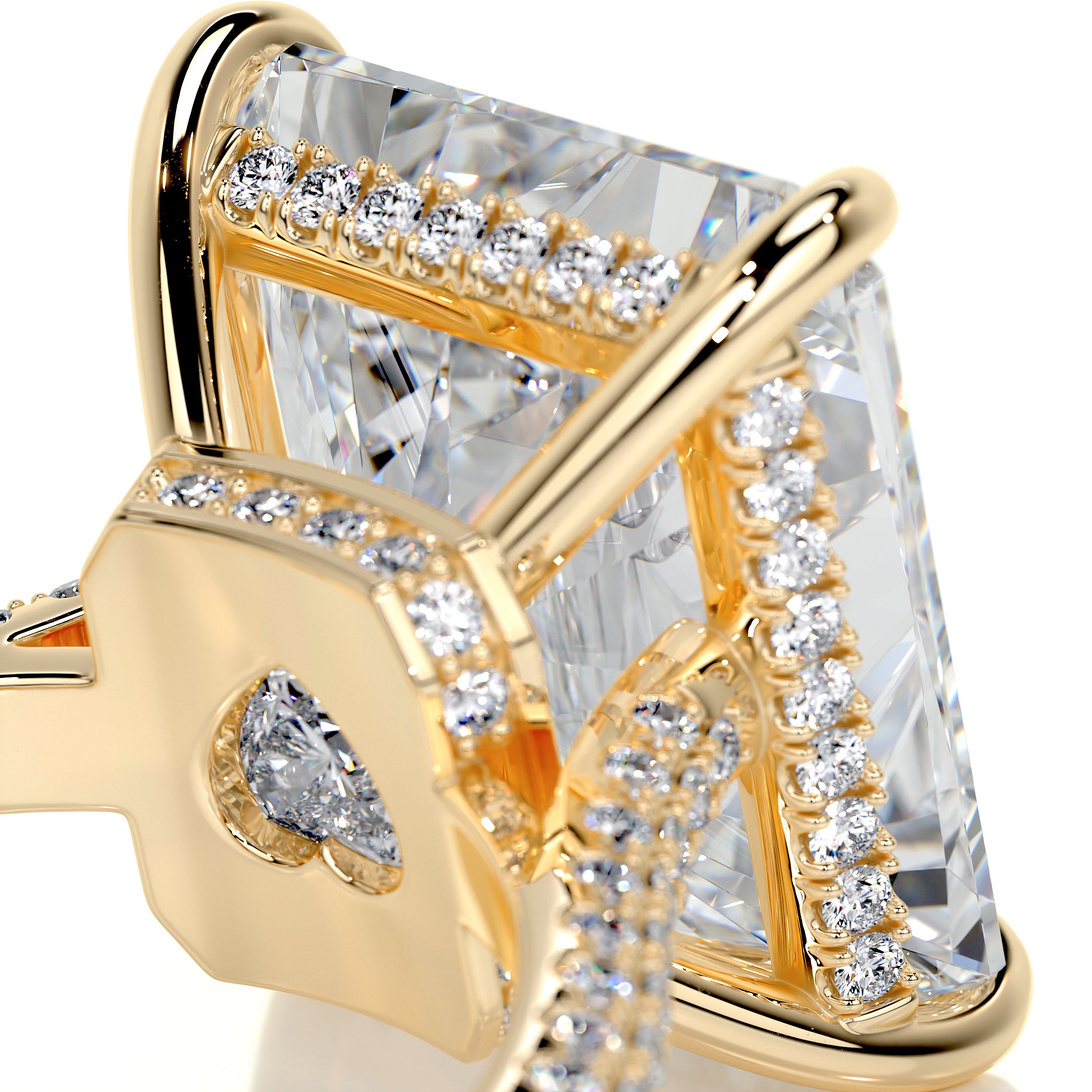Cher Moissanite & Diamonds Ring   (8 Carat) -18K Yellow Gold