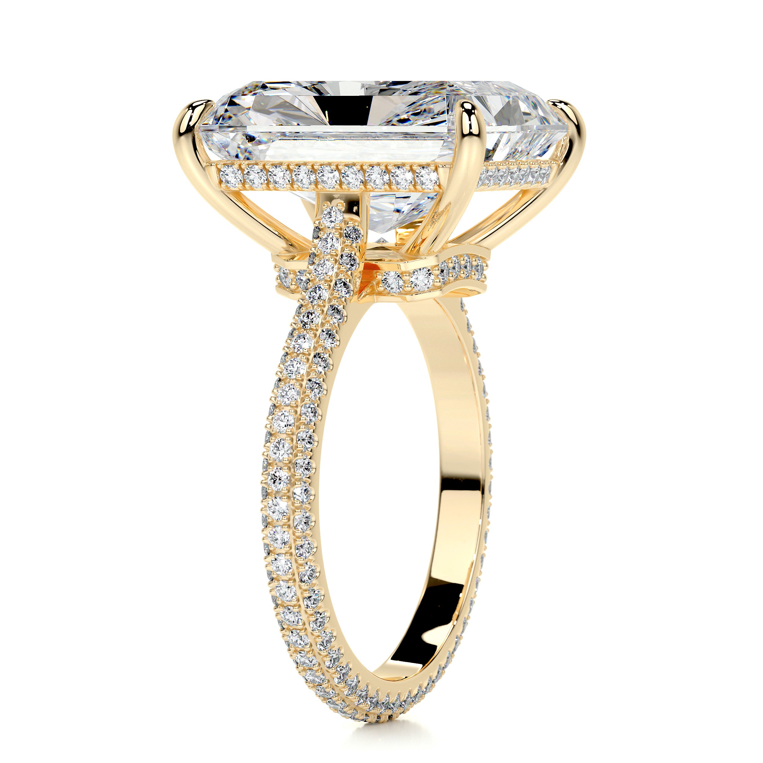 Cher Moissanite & Diamonds Ring   (8 Carat) -18K Yellow Gold