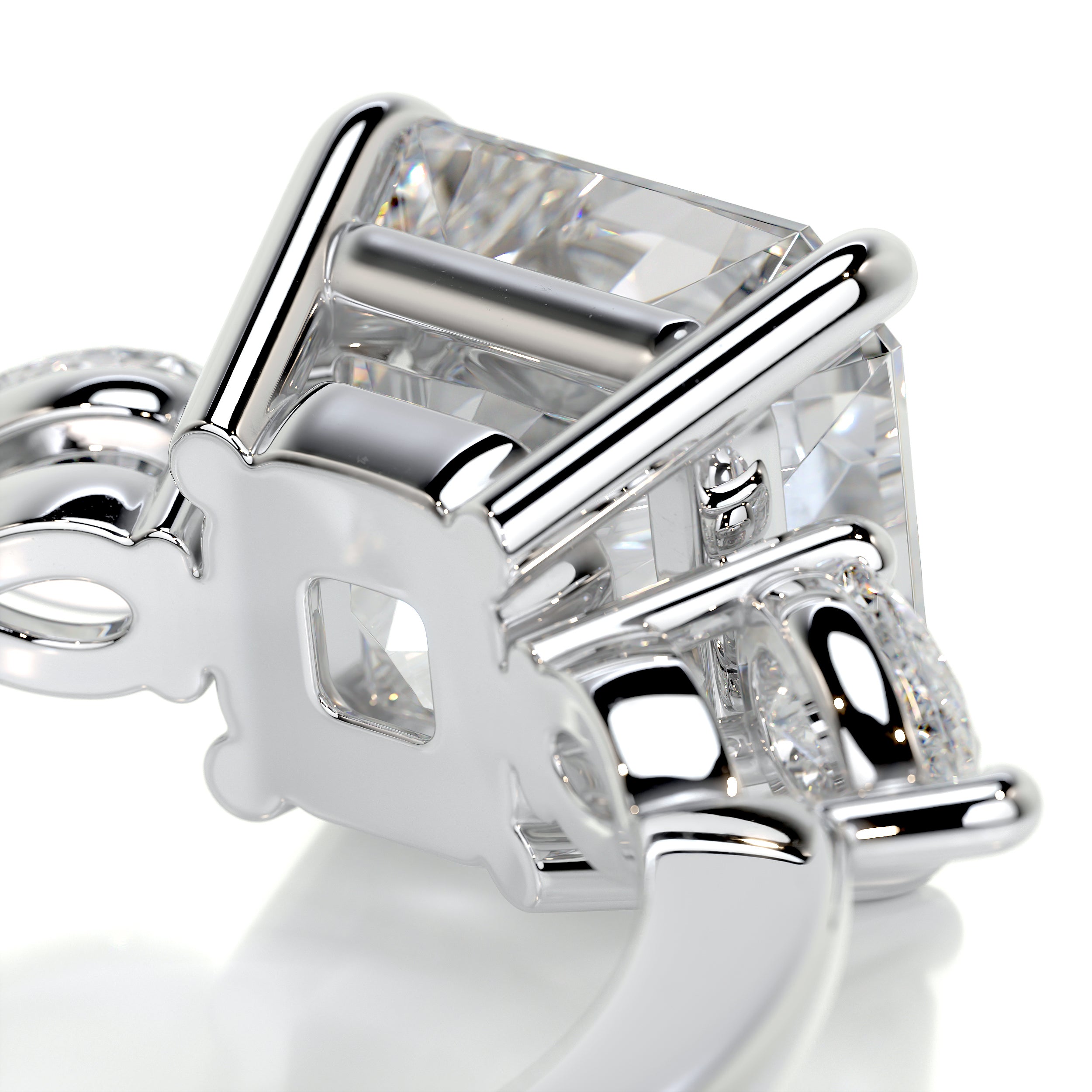 Tai Moissanite & Diamonds Ring   (3 Carat) -18K White Gold