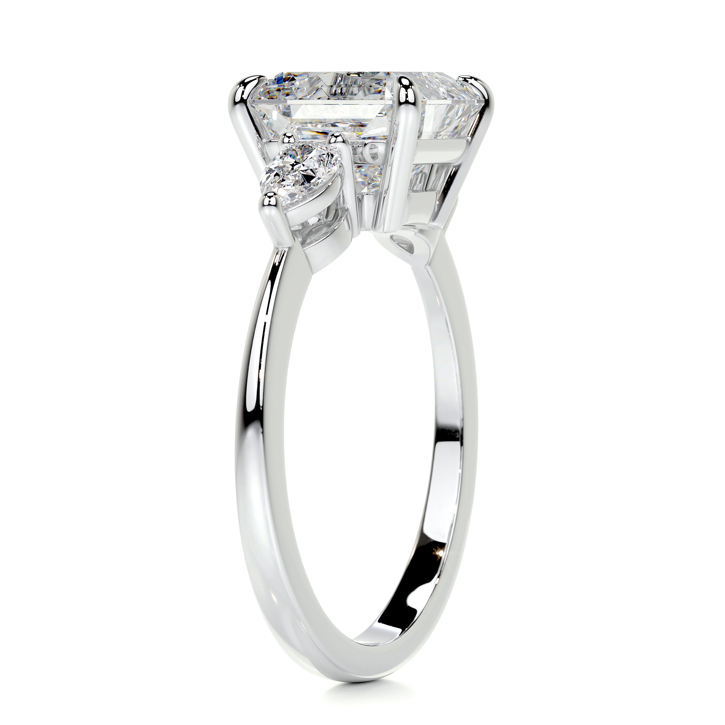 Tai Moissanite & Diamonds Ring   (3 Carat) -18K White Gold