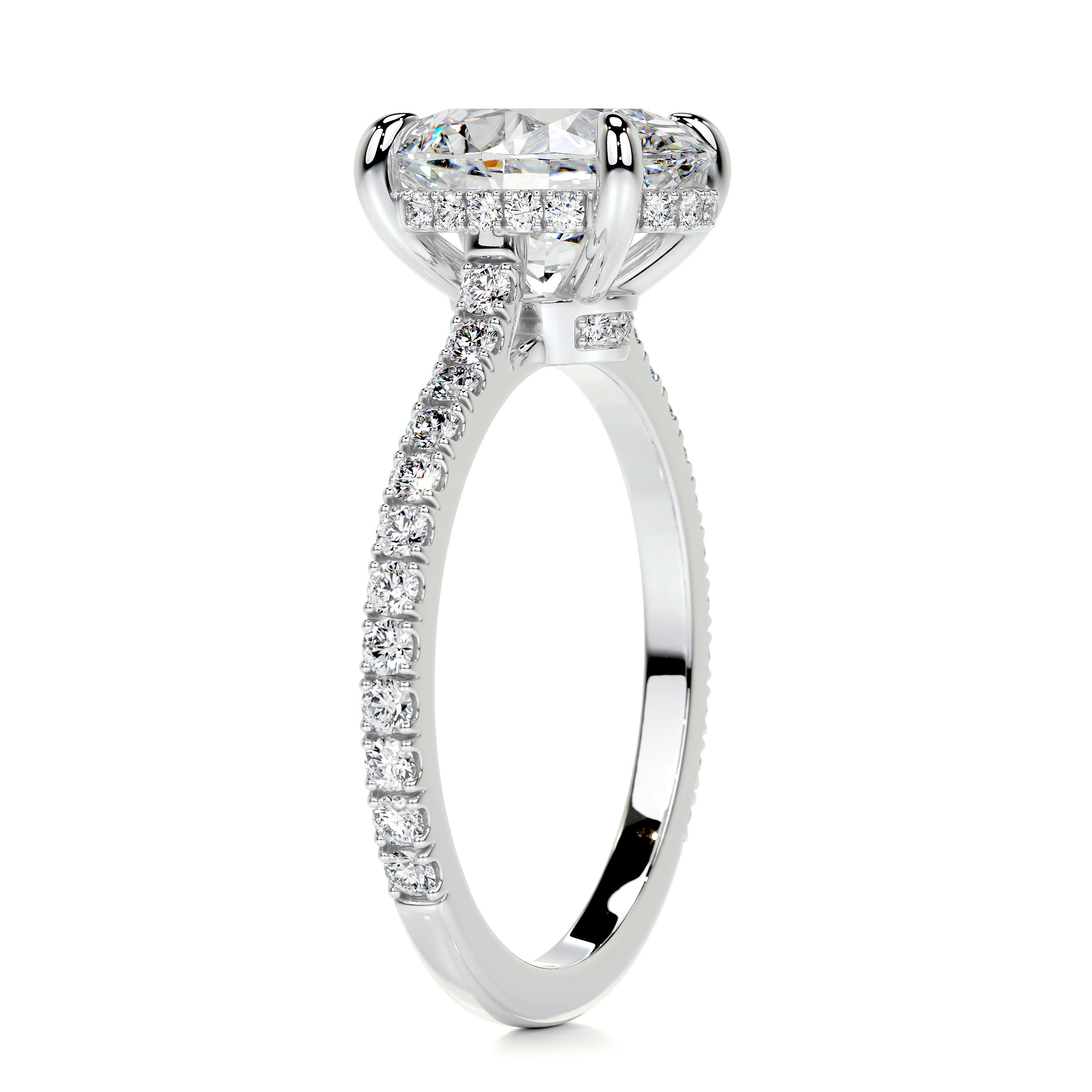 1.90 Carats Round Colorless Moissanite Engagement Ring, Under Halo