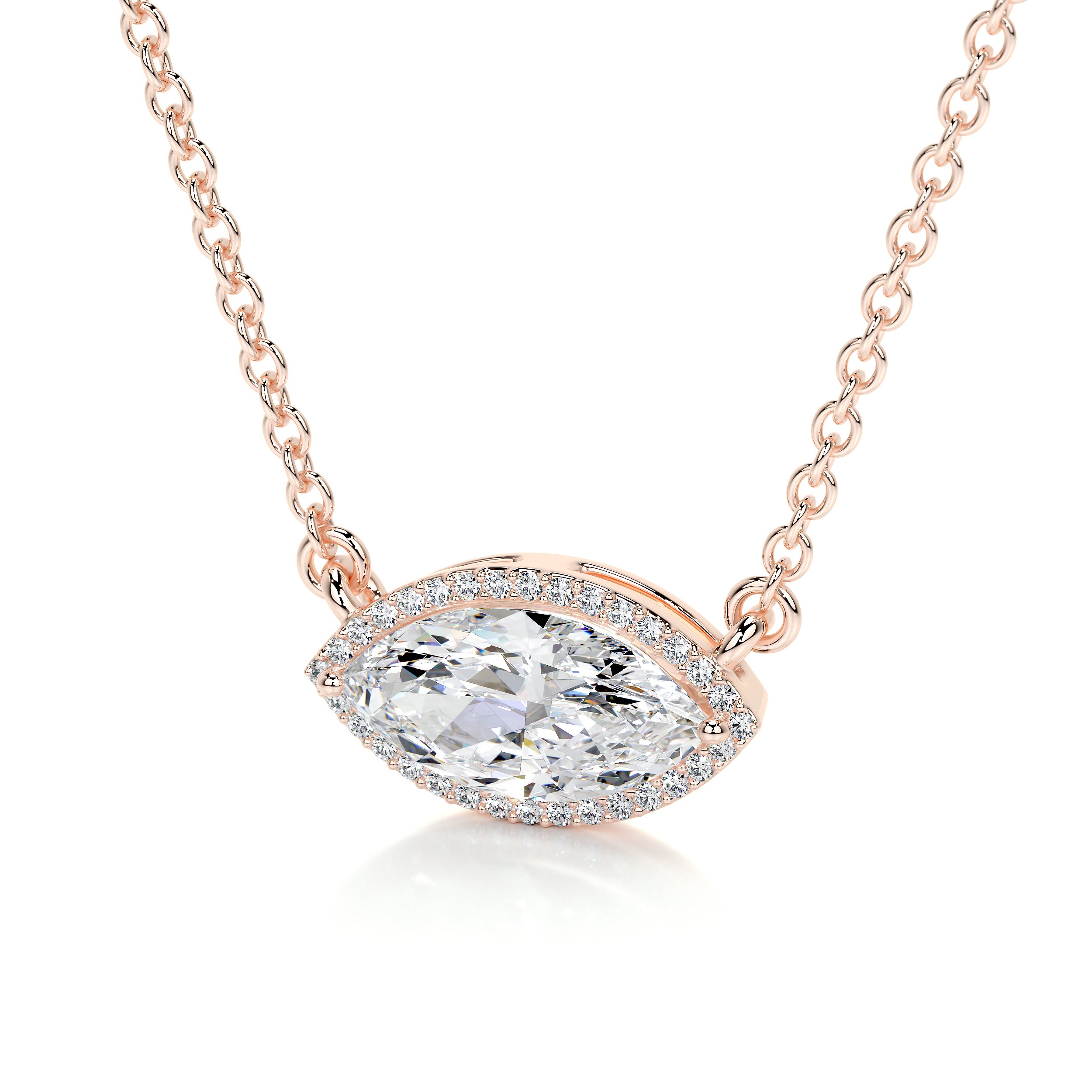 Britney Moissanite & Diamonds Necklace   (3 Carat) -14K Rose Gold
