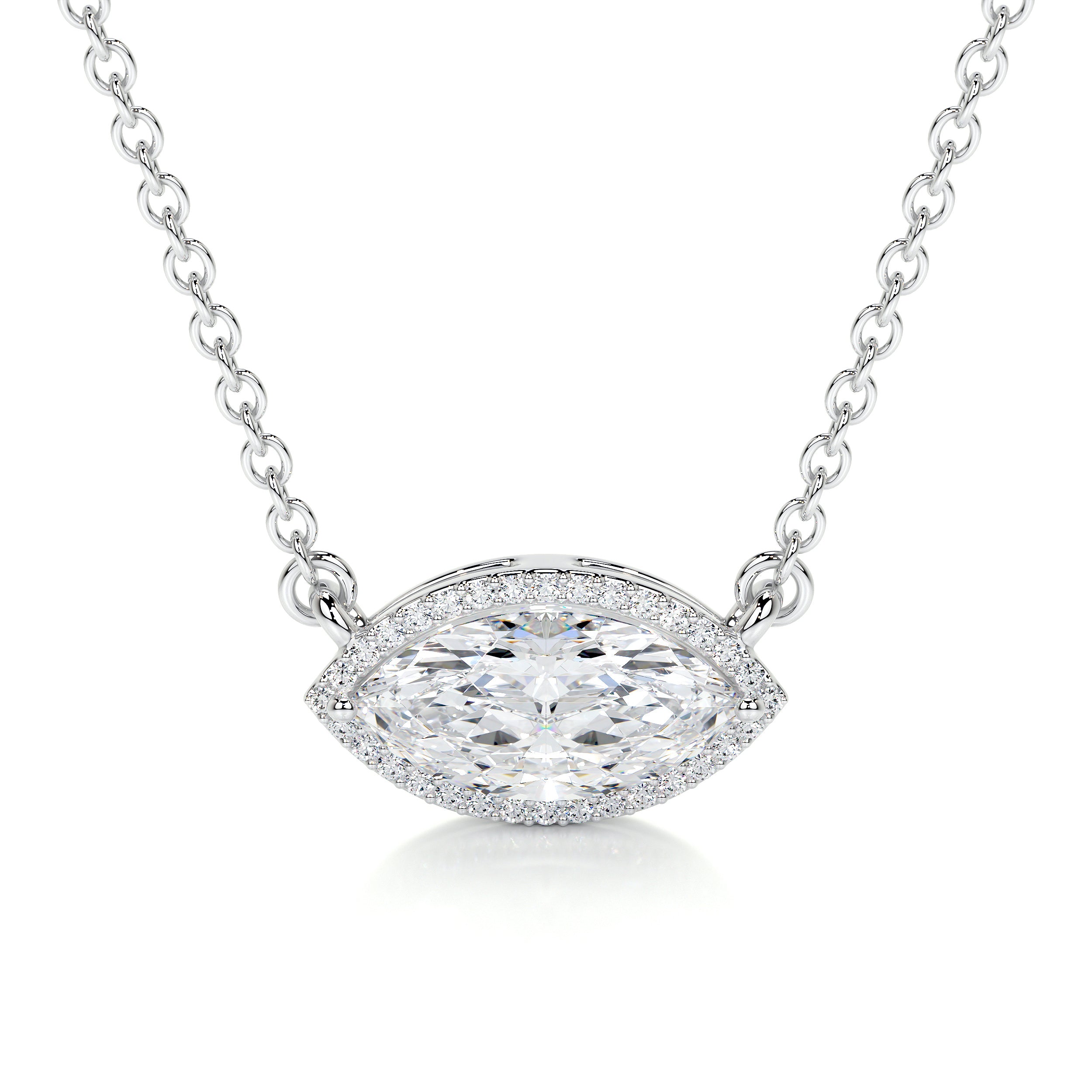 Britney Moissanite & Diamonds Necklace -18K White Gold