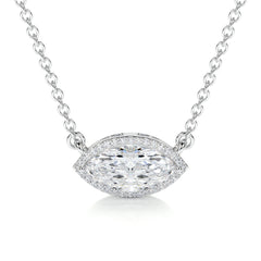 Britney Moissanite & Diamonds Necklace -18K White Gold