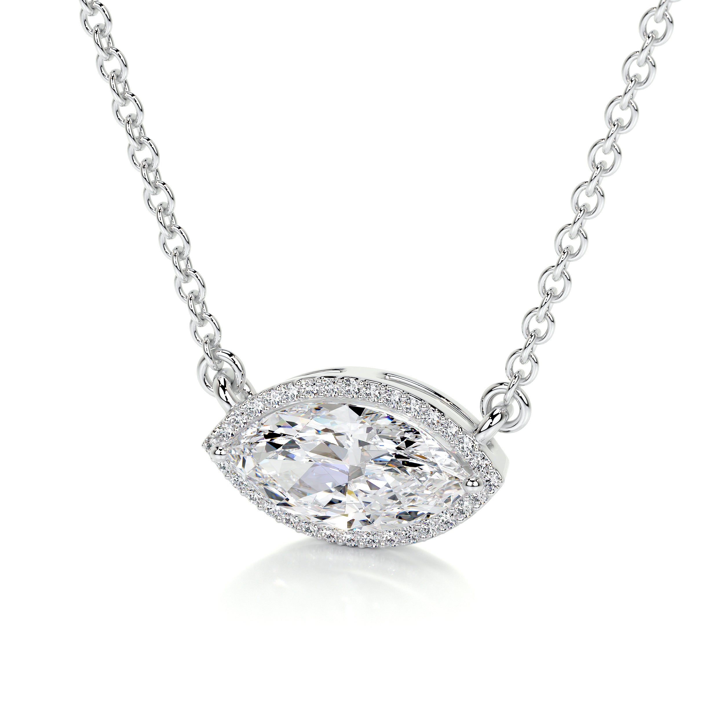 Britney Moissanite & Diamonds Necklace -18K White Gold