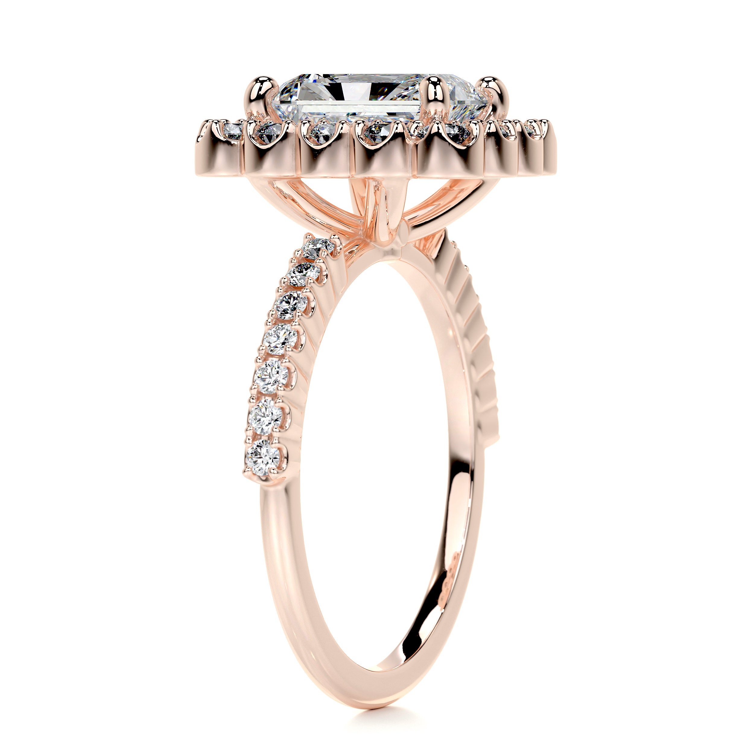 Abby Moissanite & Diamonds Ring   (2.5 Carat) -14K Rose Gold