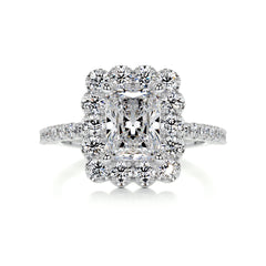 Abby Moissanite & Diamond Ring -18K White Gold
