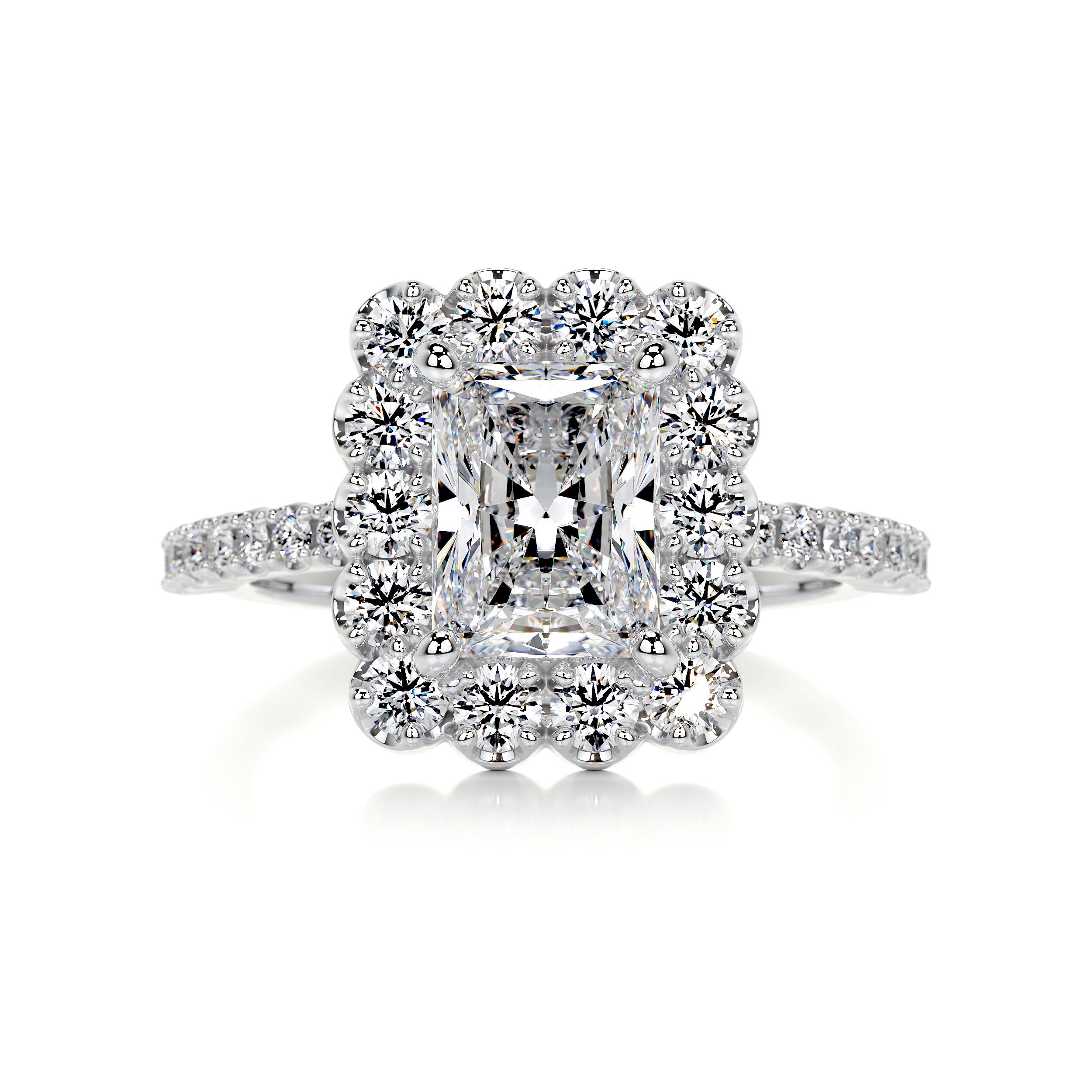 Abby Moissanite & Diamonds Ring   (2.5 Carat) -14K White Gold