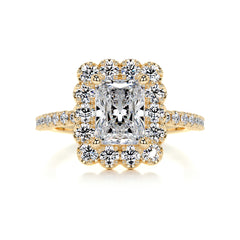 Abby Moissanite & Diamond Ring -18K Yellow Gold