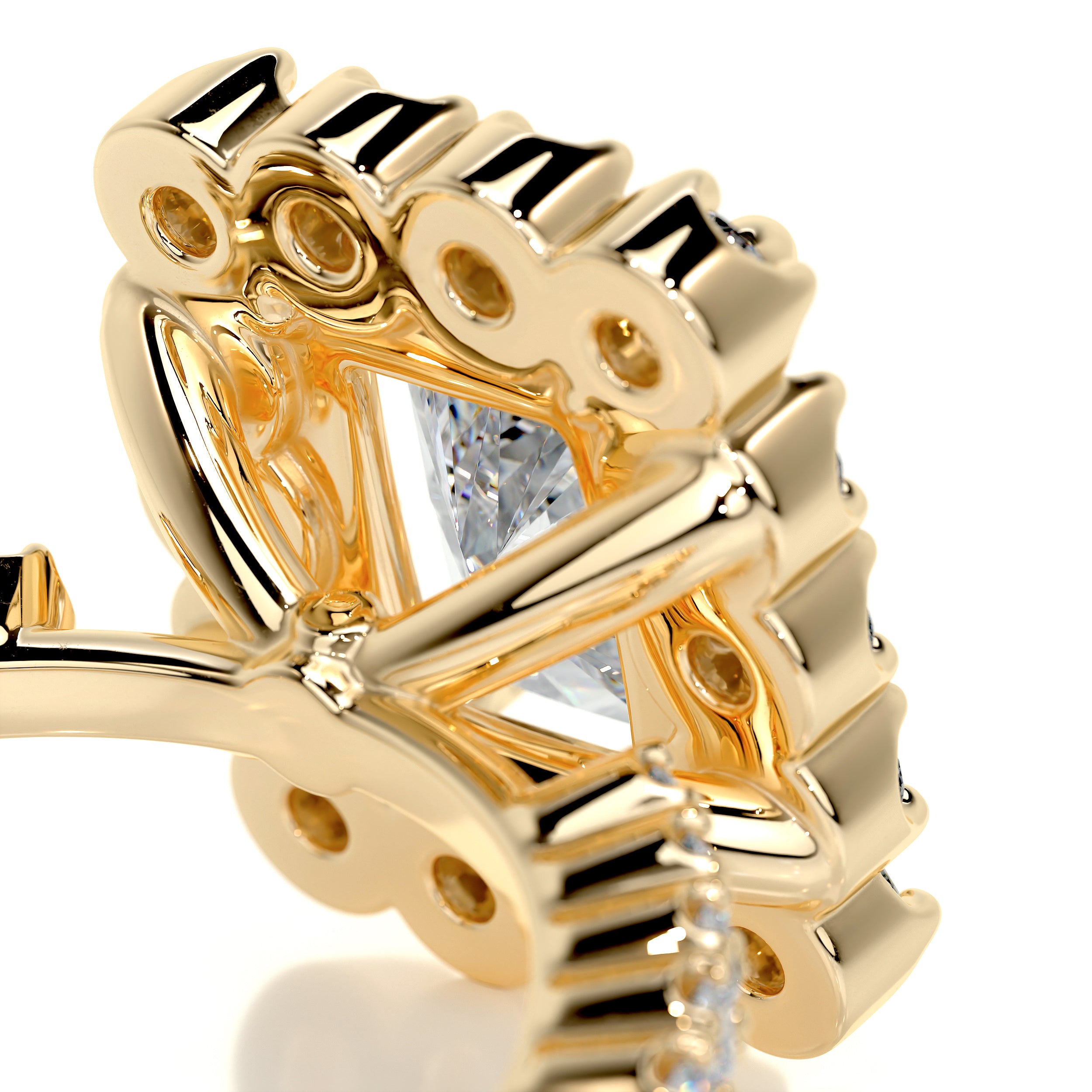 Abby Moissanite & Diamonds Ring   (2.5 Carat) -18K Yellow Gold