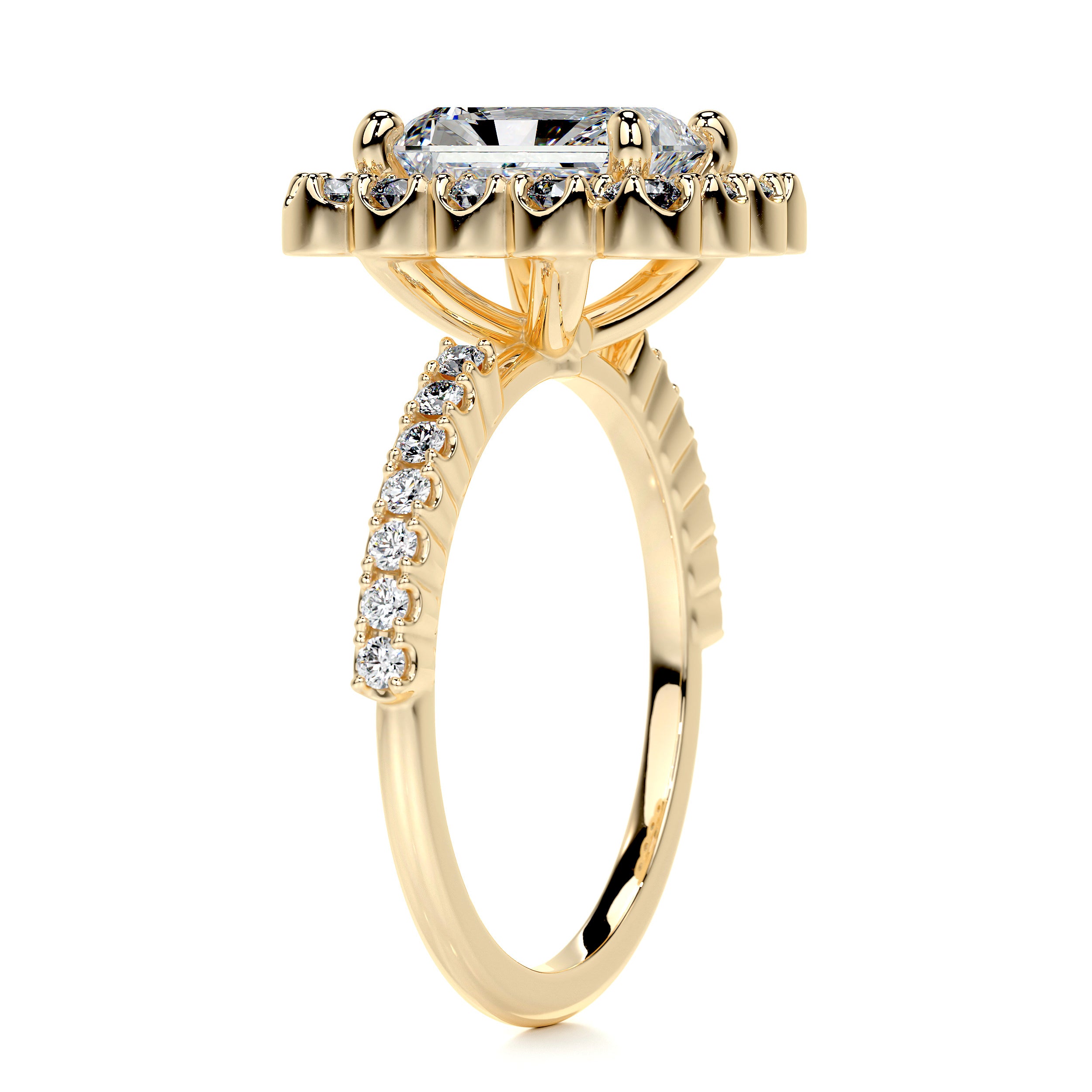 Abby Moissanite & Diamonds Ring   (2.5 Carat) -18K Yellow Gold