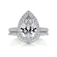Maggie Moissanite & Diamonds Bridal Set -14K White Gold