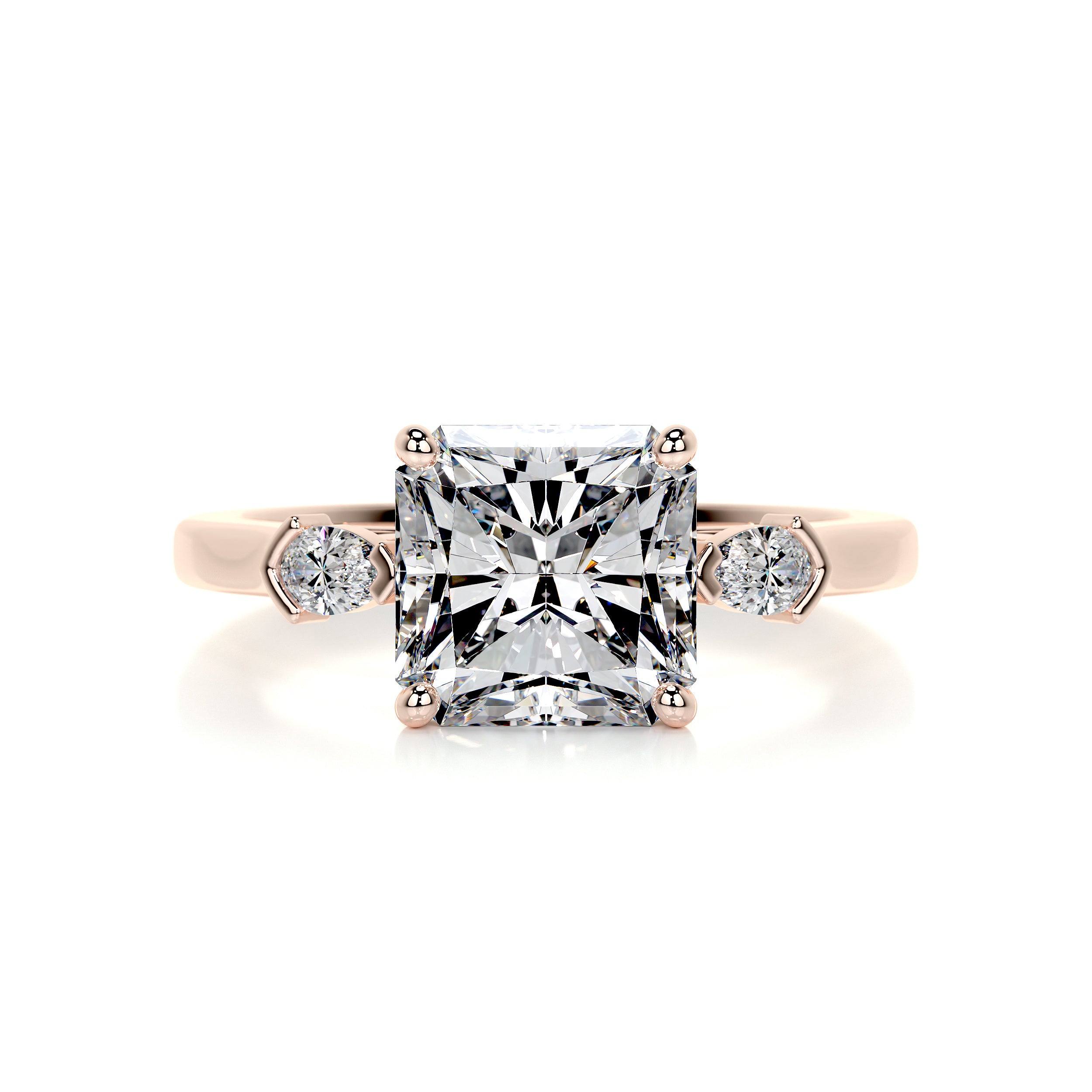 Mindy Moissanite & Diamonds Ring   (3 Carat) -14K Rose Gold