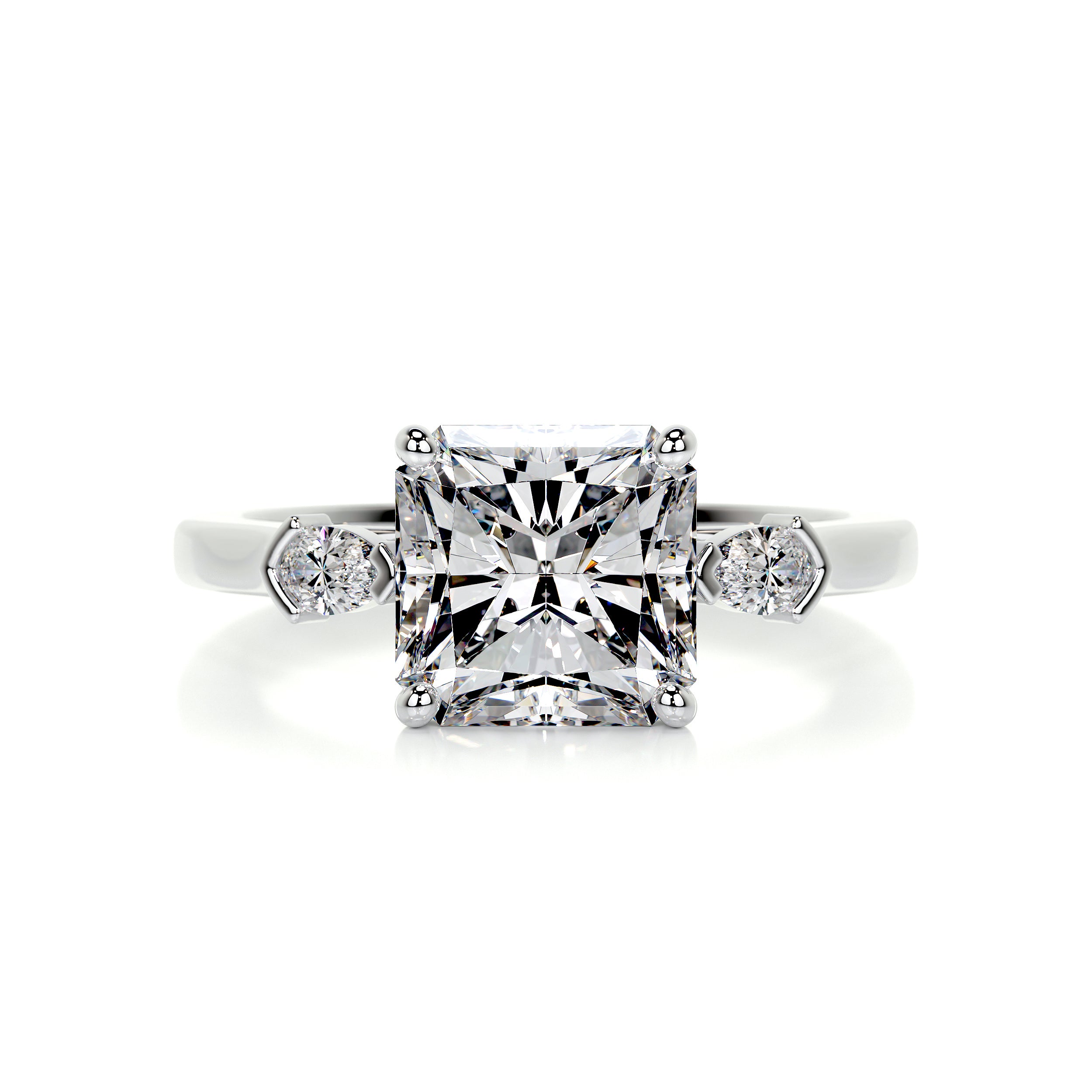 Mindy Moissanite & Diamonds Ring -18K White Gold