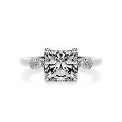 Mindy Moissanite & Diamond Ring -14K White Gold