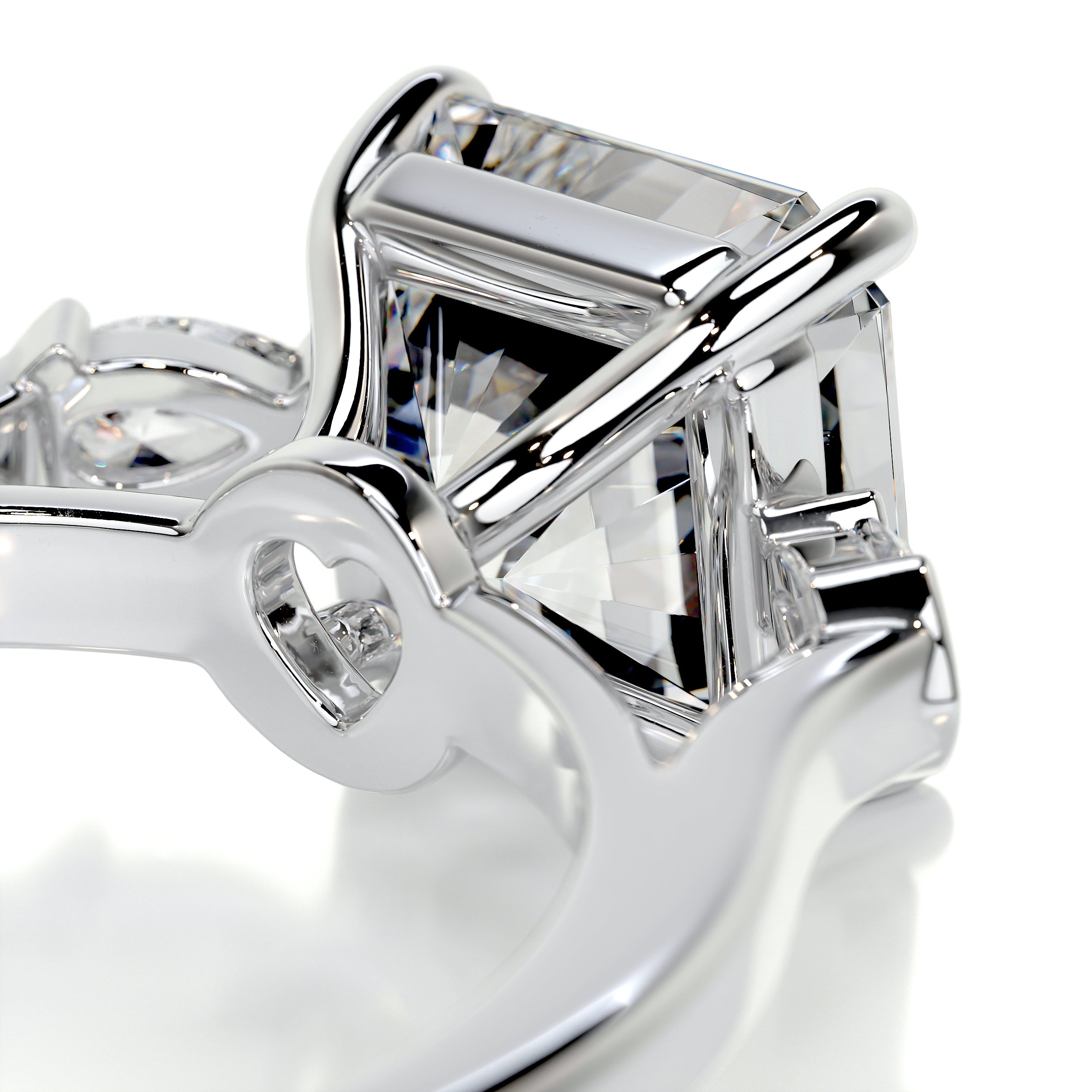 Mindy Moissanite & Diamonds Ring   (3 Carat) -14K White Gold