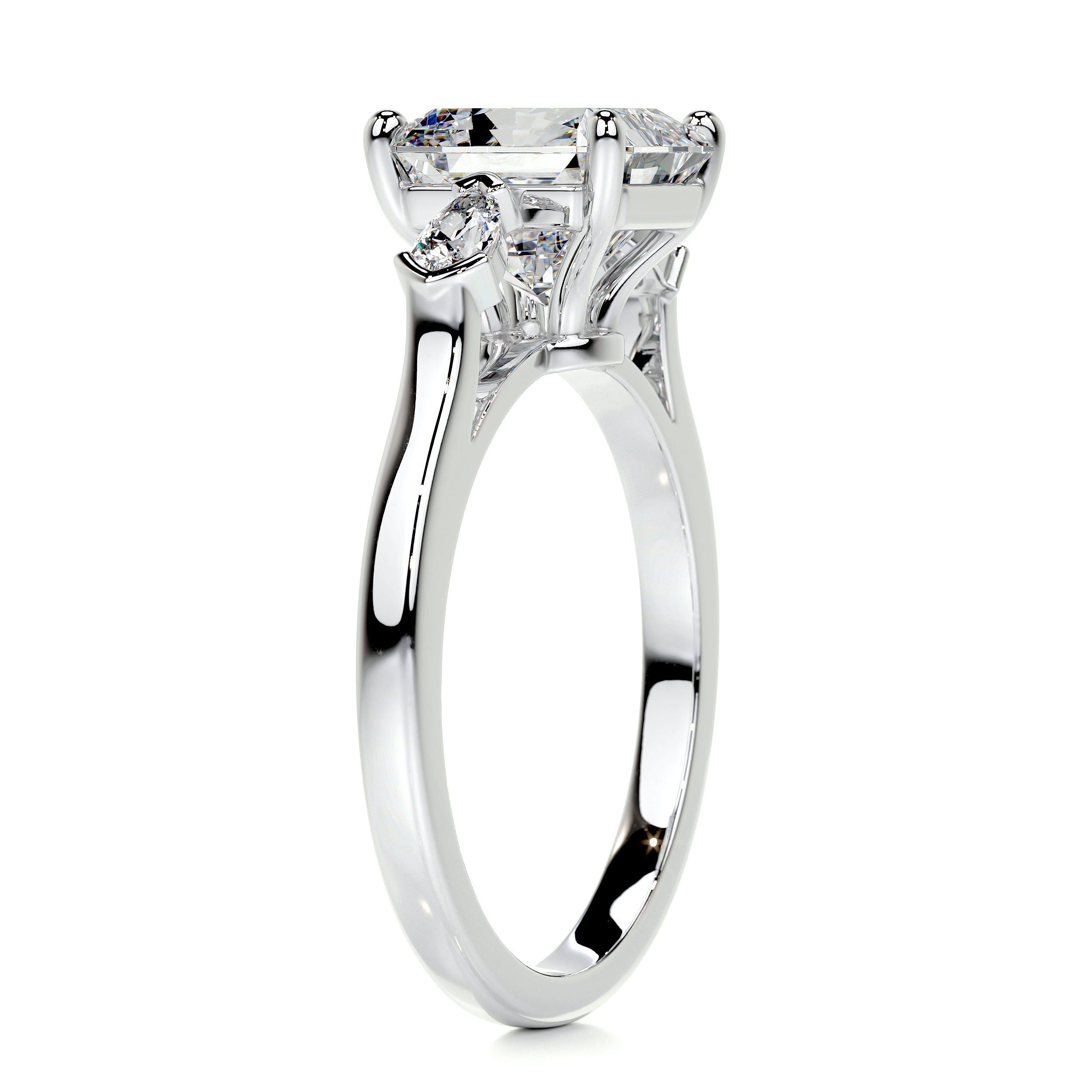 Mindy Moissanite & Diamonds Ring   (3 Carat) -18K White Gold