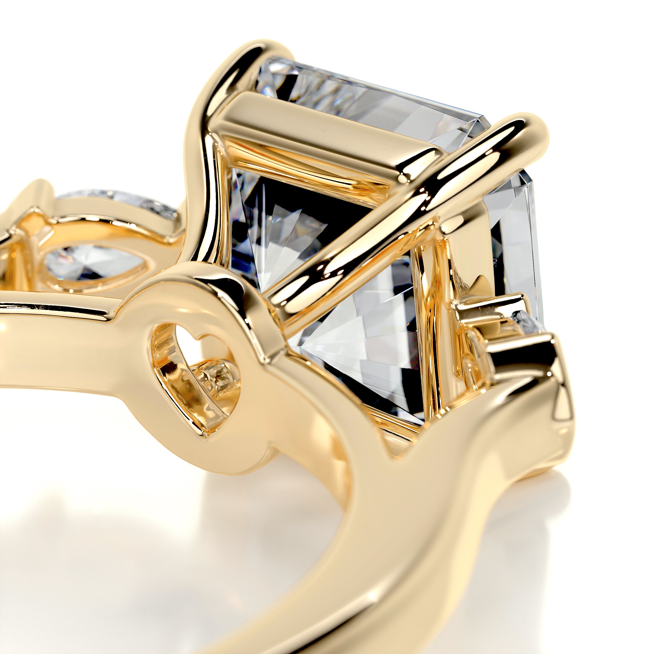 Mindy Moissanite & Diamonds Ring -18K Yellow Gold