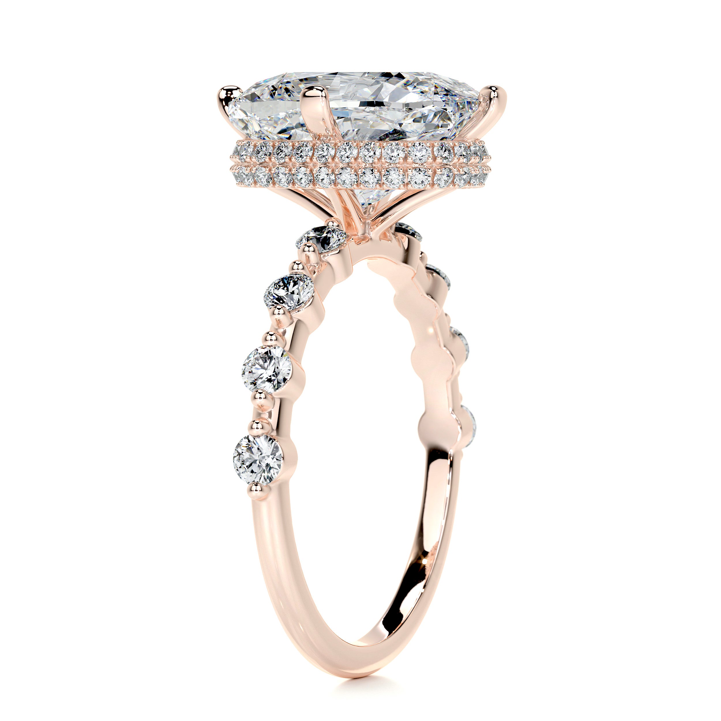 Theresa Moissanite & Diamonds Ring   (6 Carat) -14K Rose Gold