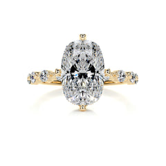 Theresa Moissanite & Diamond Ring -18K Yellow Gold
