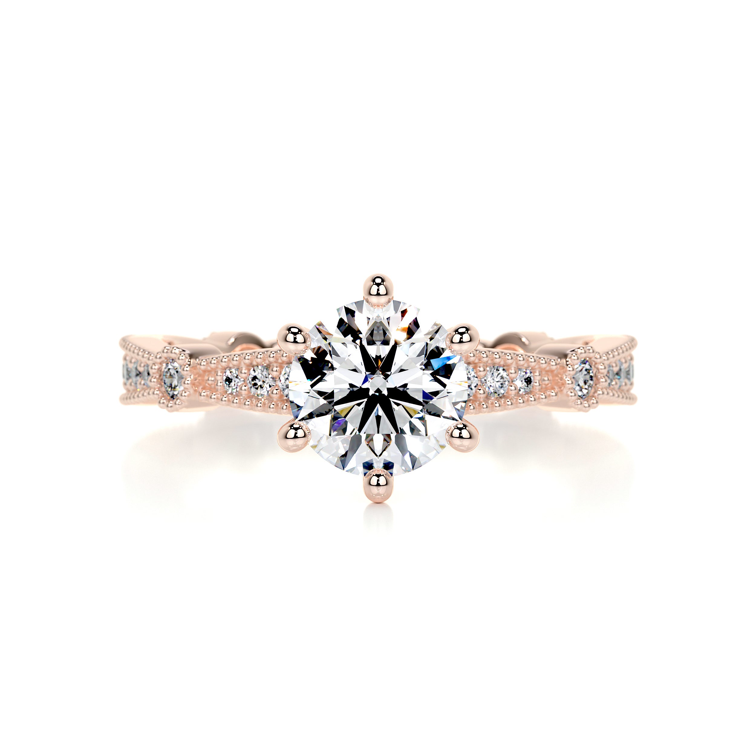Stacy Moissanite & Diamonds Ring   (1.30 Carat) -14K Rose Gold