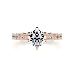 Stacy Moissanite & Diamond Ring -14K Rose Gold