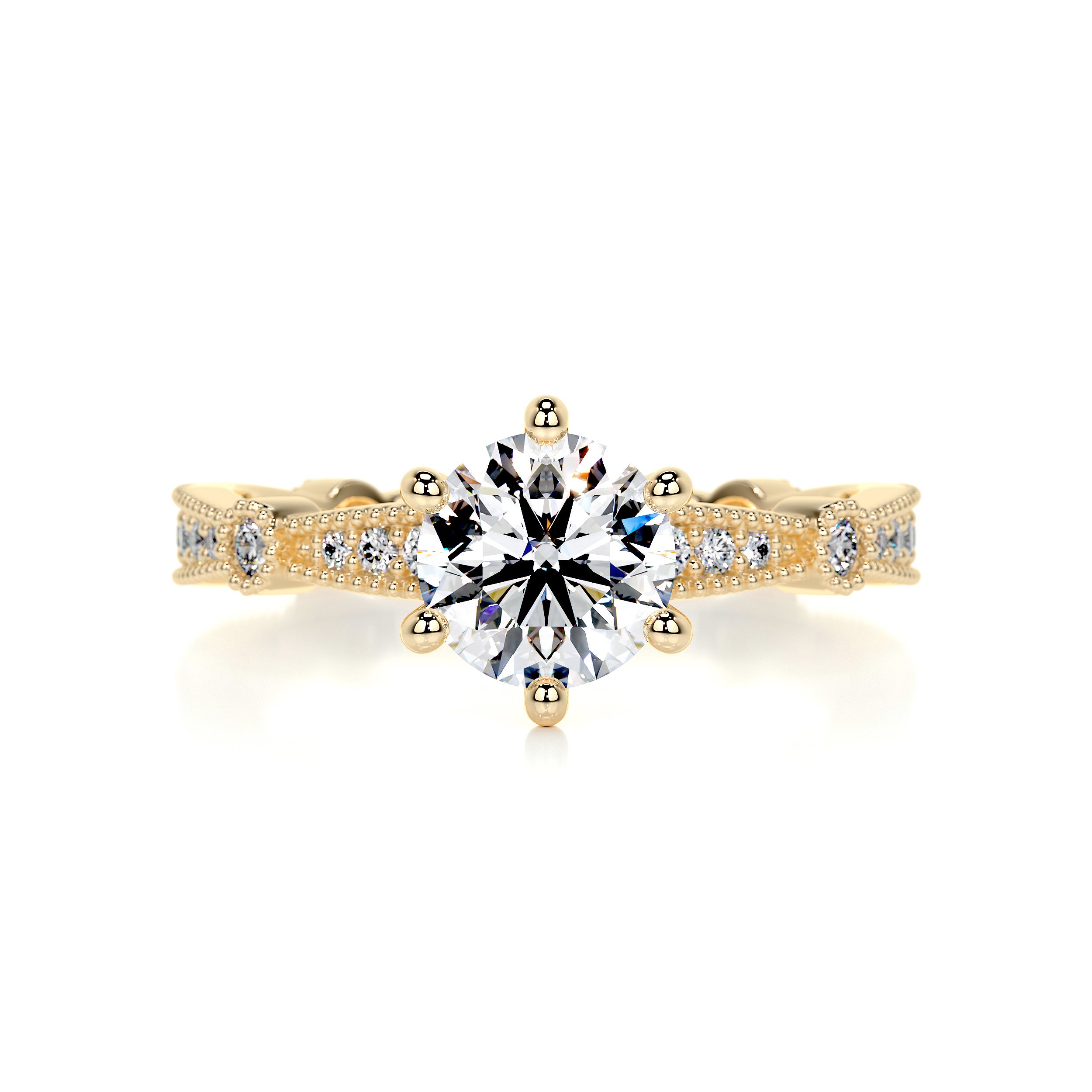 Stacy Moissanite & Diamonds Ring   (1.30 Carat) -18K Yellow Gold