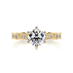 Stacy Moissanite & Diamond Ring -18K Yellow Gold