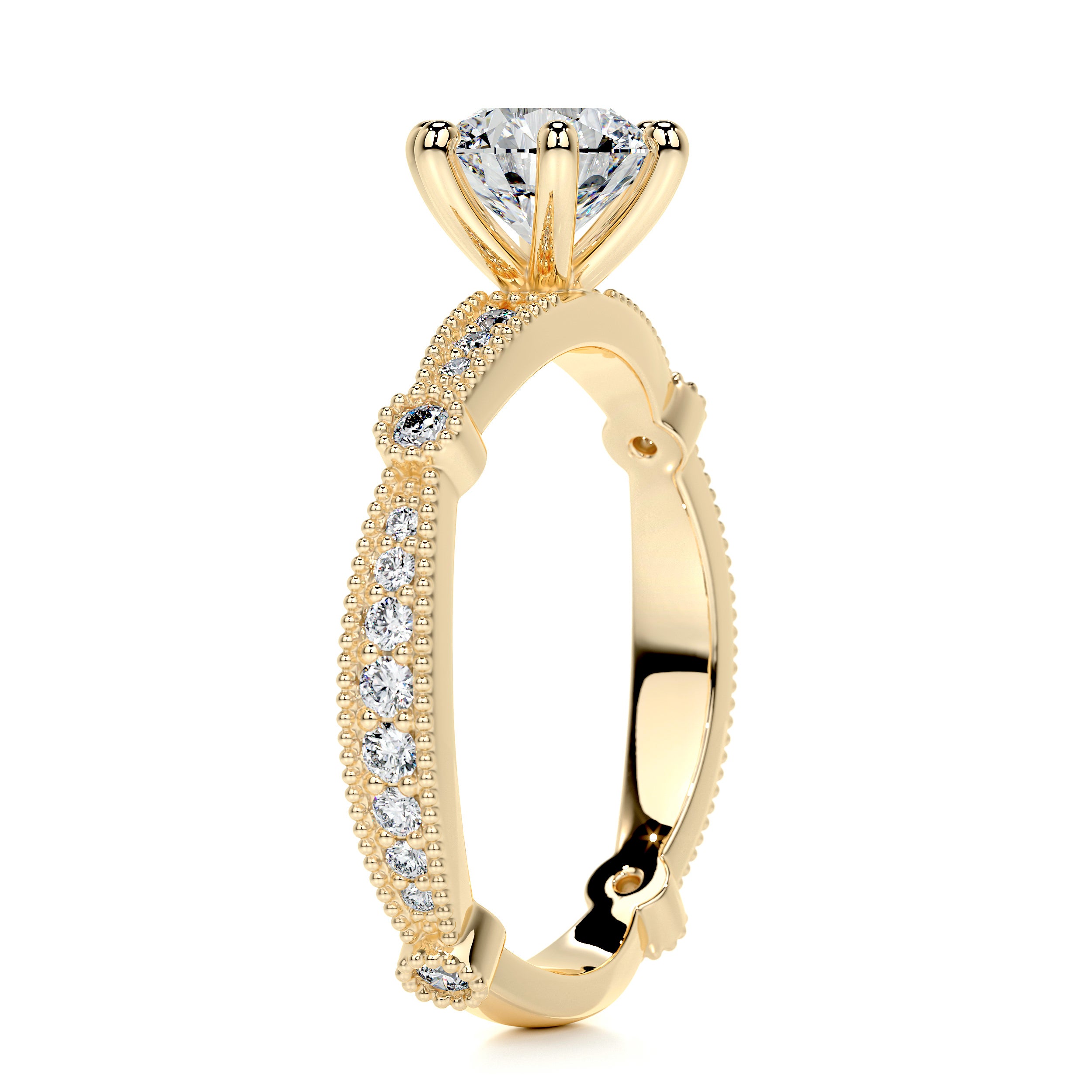 Stacy Moissanite & Diamonds Ring   (1.30 Carat) -18K Yellow Gold