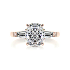 Sylvia Moissanite & Diamond Ring -14K Rose Gold