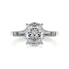 Sylvia Moissanite & Diamond Ring -14K White Gold