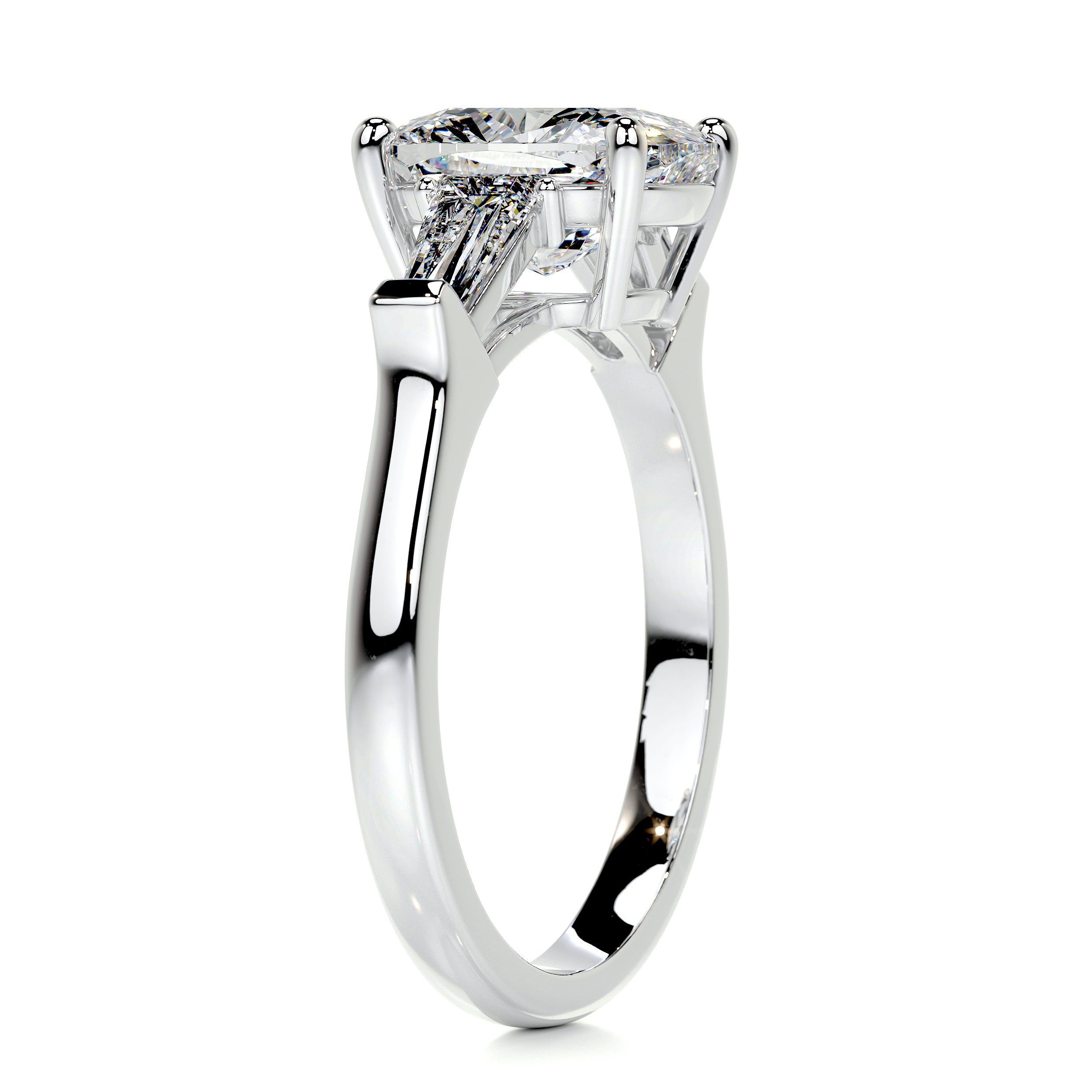 Sylvia Moissanite & Diamonds Ring   (2.5 Carat) -18K White Gold