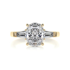 Sylvia Moissanite & Diamond Ring -18K Yellow Gold