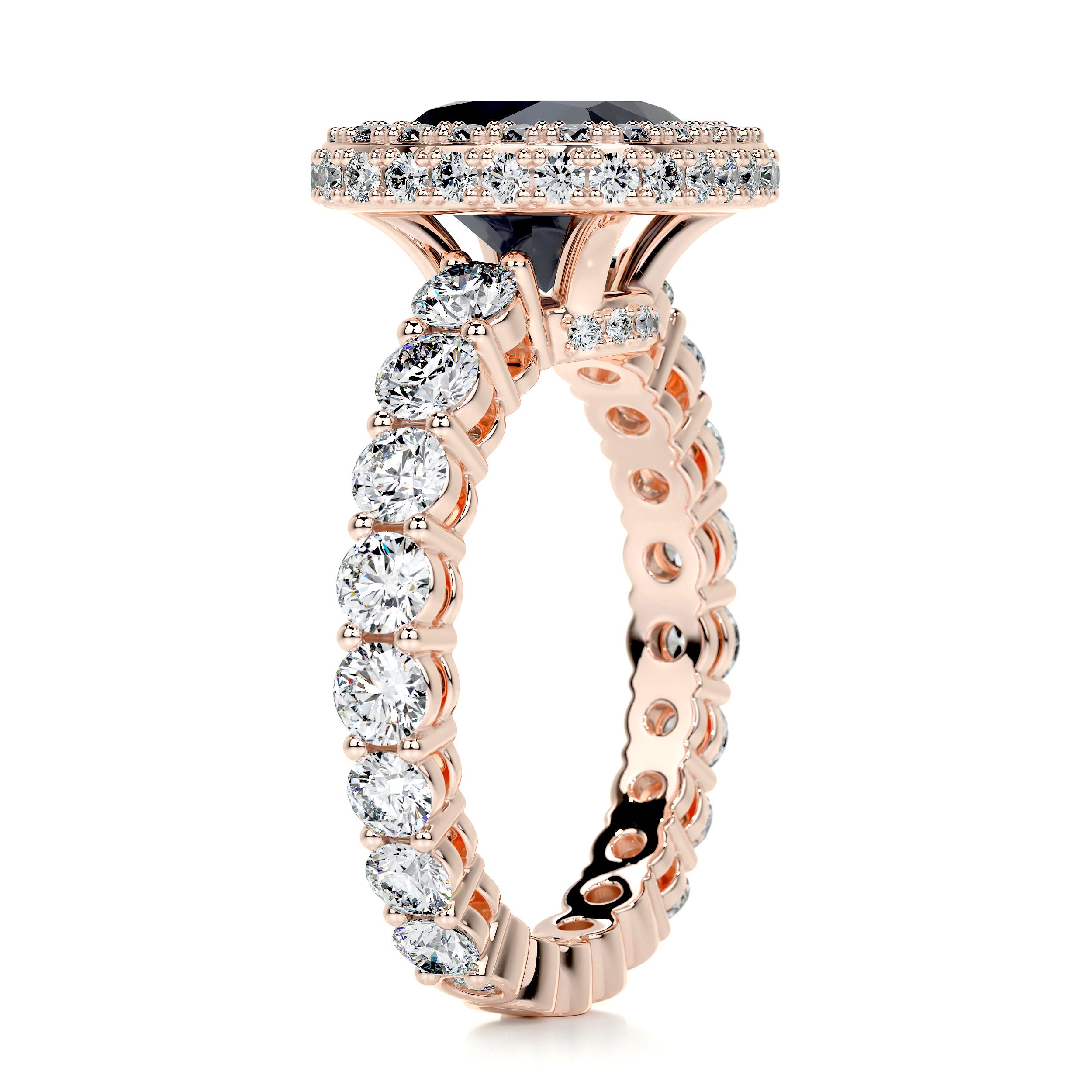 North Gemstone & Diamonds Ring   (4 Carat) - 14K Rose Gold