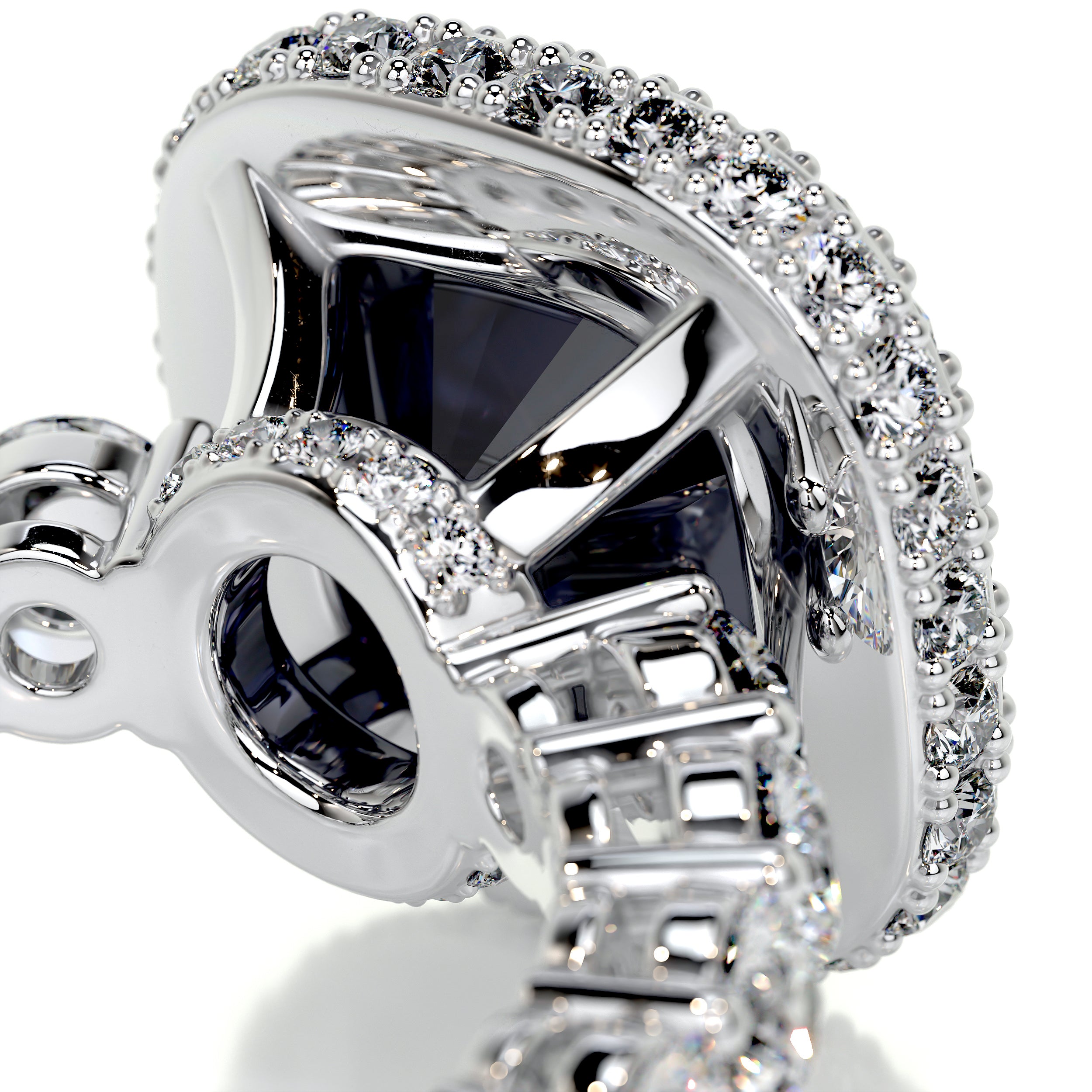 North Gemstone & Diamonds Ring   (4 Carat) - 18K White Gold