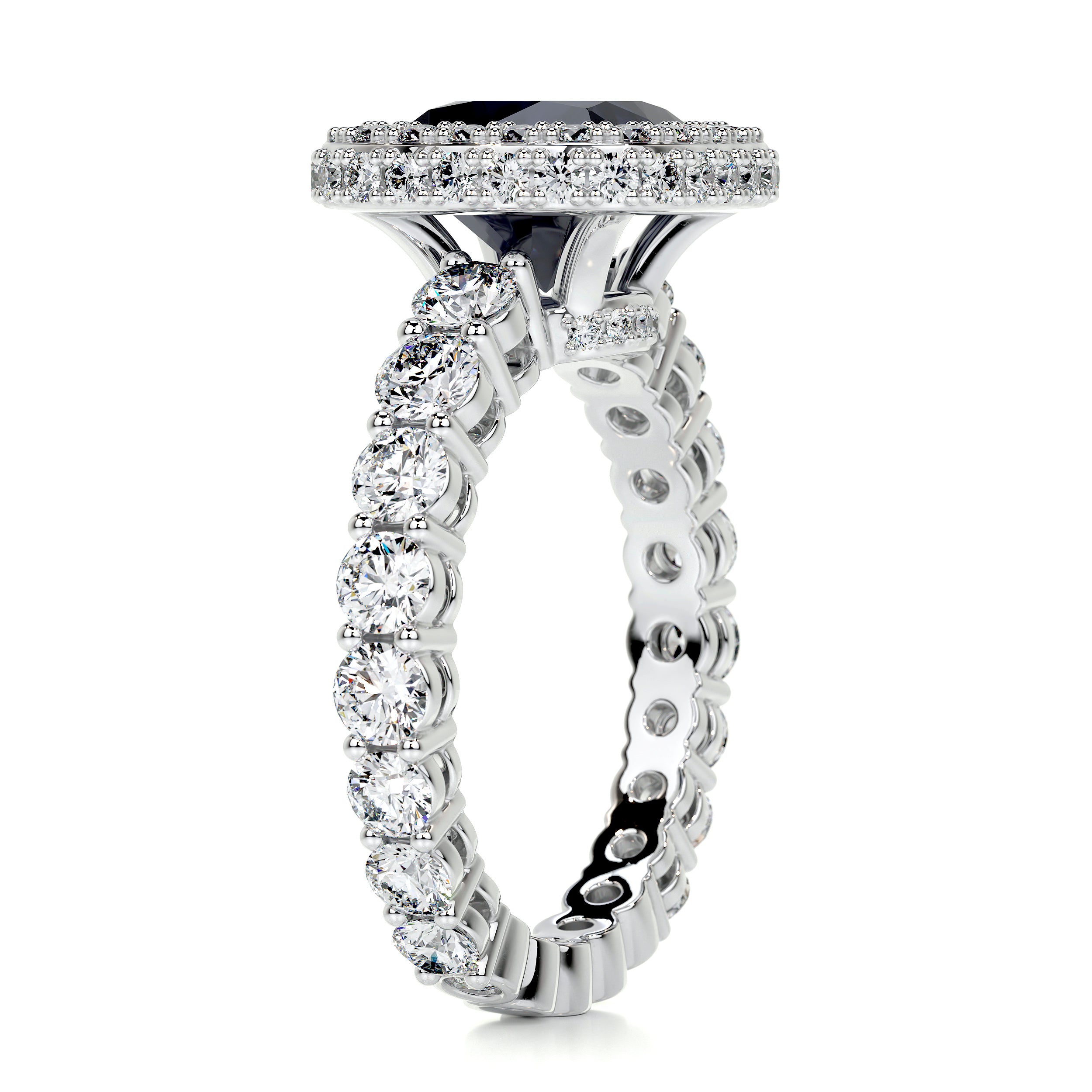 North Gemstone & Diamonds Ring   (4 Carat) - 18K White Gold