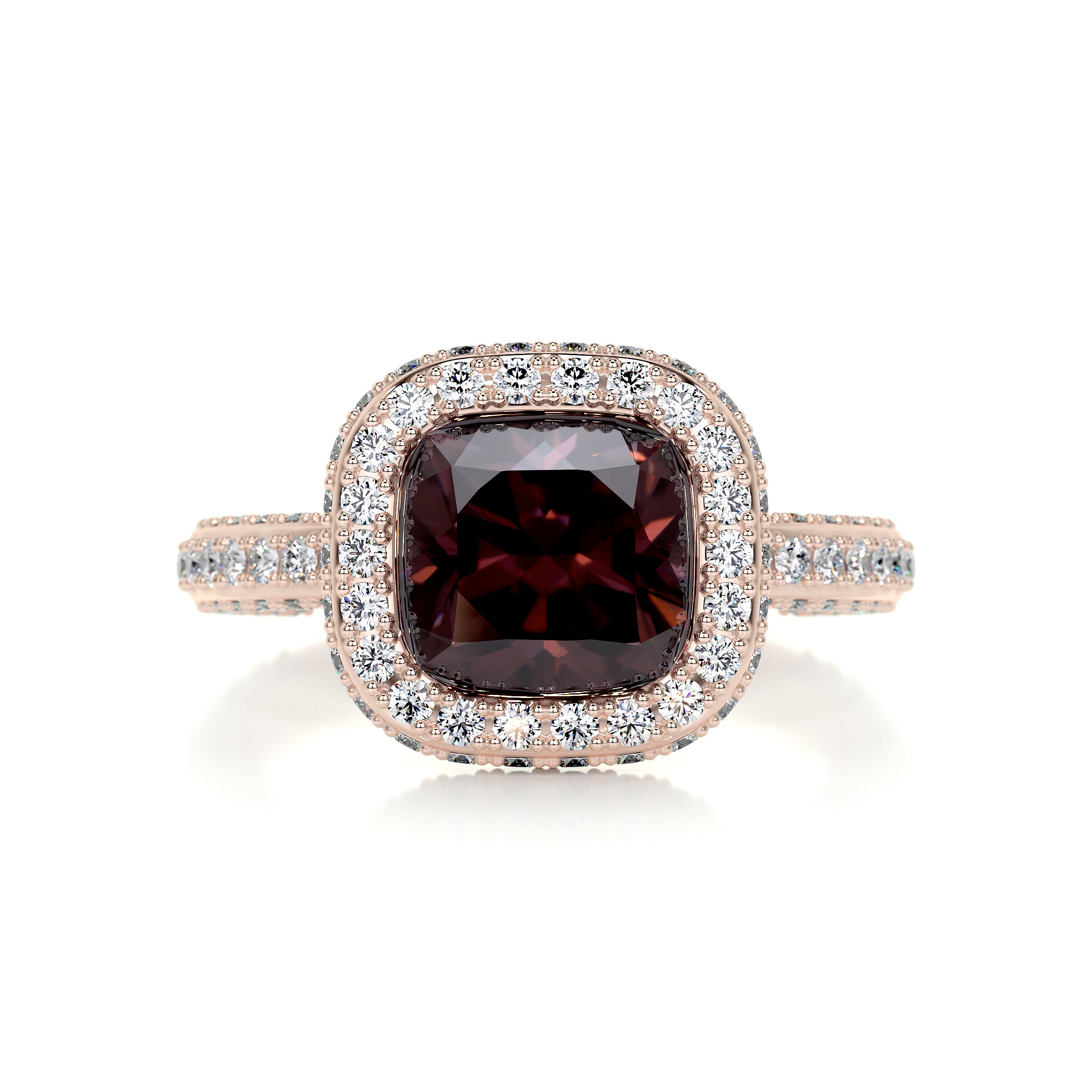 Kim Gemstone & Diamonds Ring   (4 Carat) -14K Rose Gold