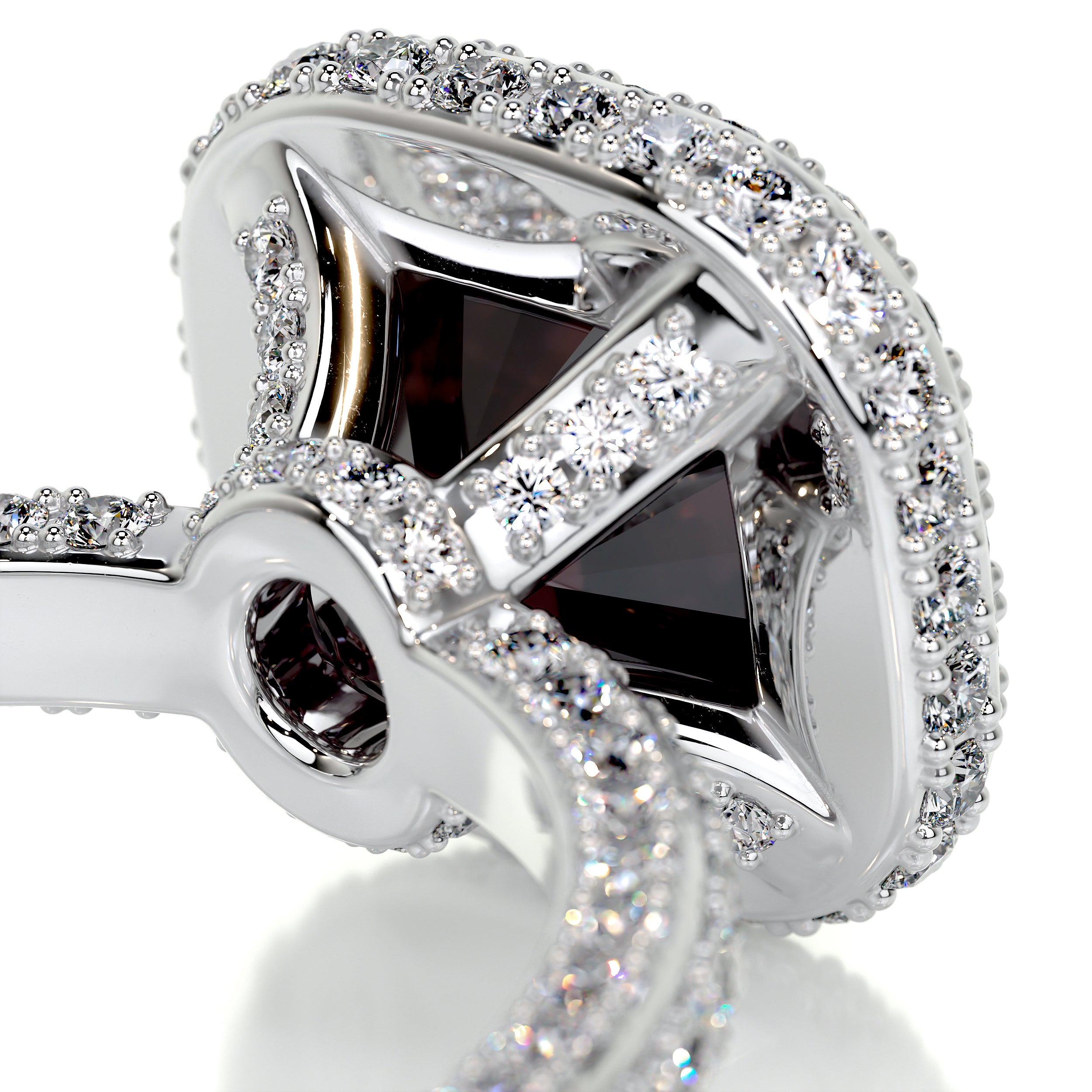 Kim Gemstone & Diamonds Ring   (4 Carat) -18K White Gold