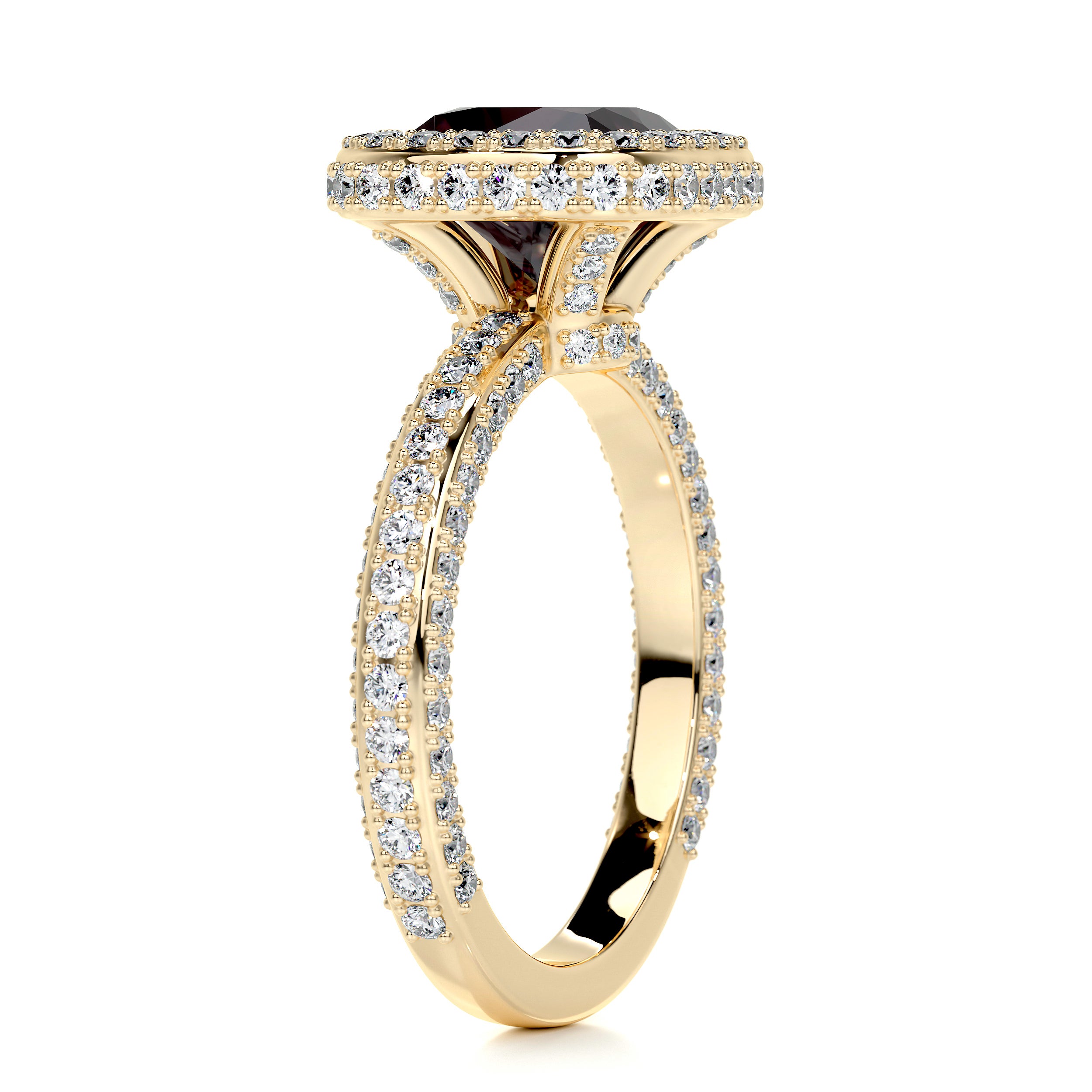 Kim Gemstone & Diamonds Ring   (4 Carat) -18K Yellow Gold