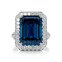 Mackenzie Gemstone & Diamonds Ring (12 Carat) -18K White Gold