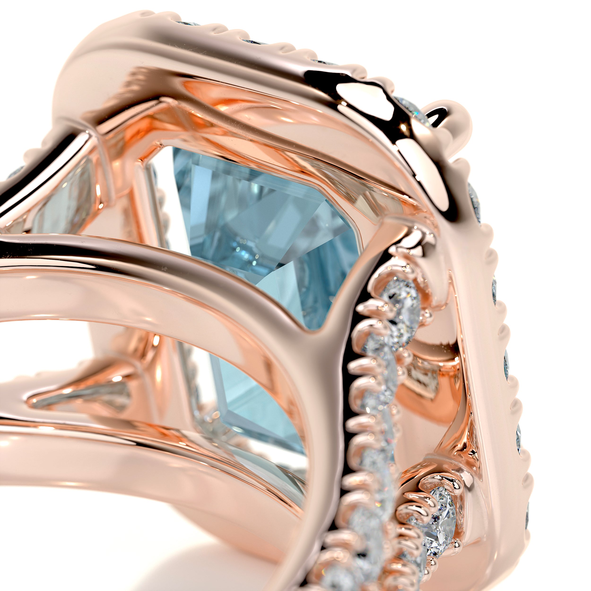 Melody Gemstone & Diamonds Ring   (5 Carat) - 14K Rose Gold