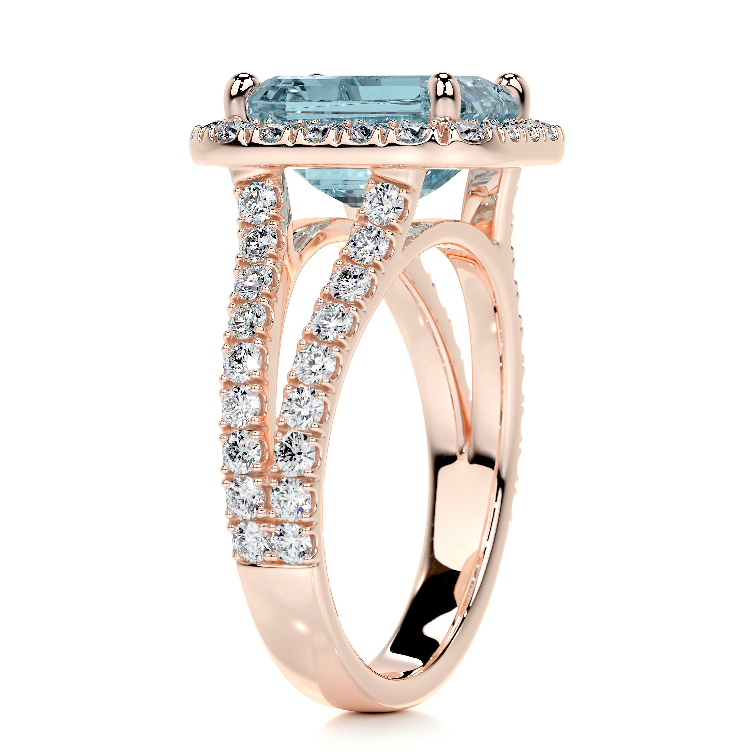 Melody Gemstone & Diamonds Ring   (5 Carat) - 14K Rose Gold