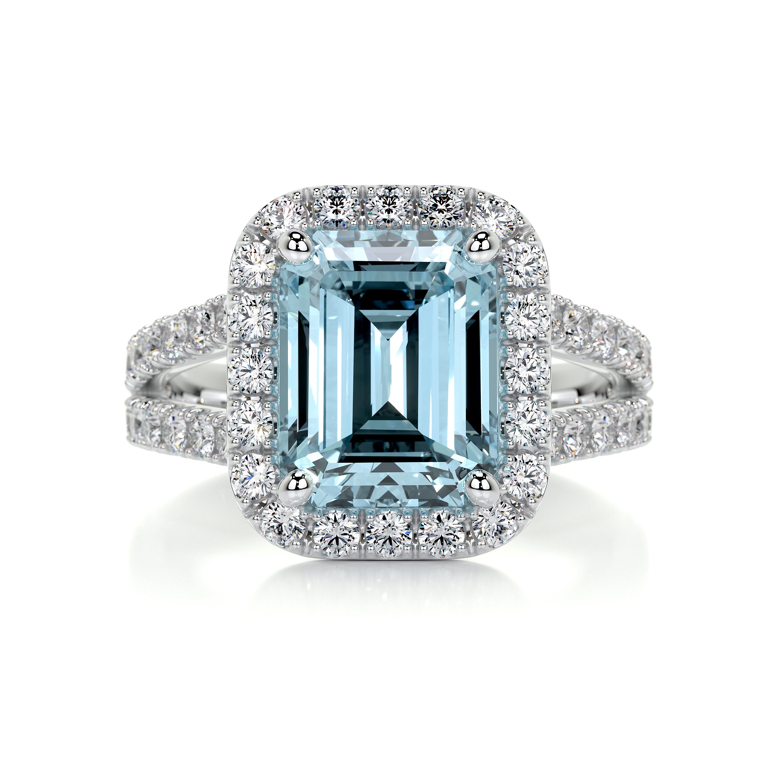 Melody Gemstone & Diamonds Ring   (5 Carat) - 18K White Gold