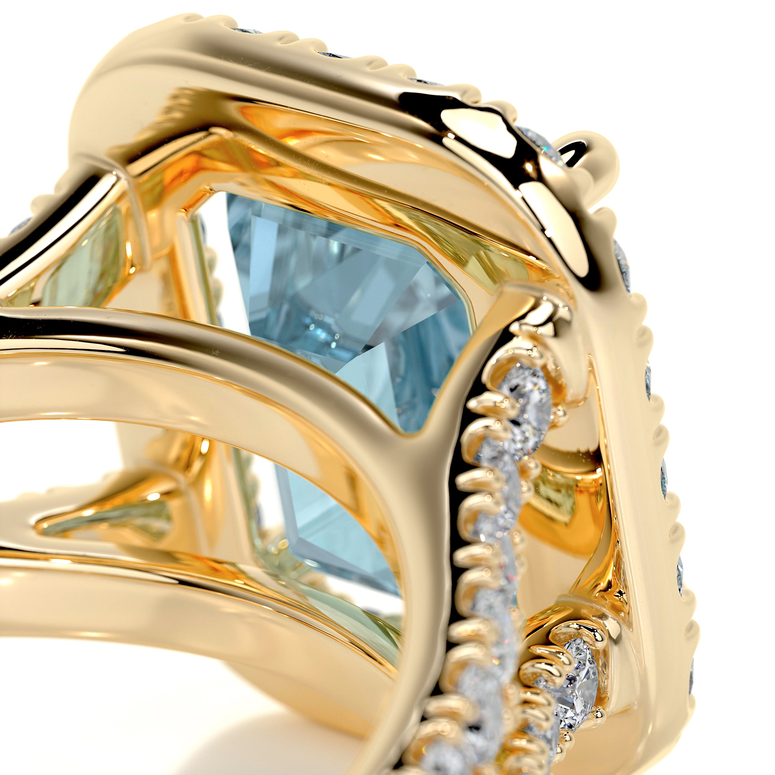 Melody Gemstone & Diamonds Ring   (5 Carat) - 18K Yellow Gold