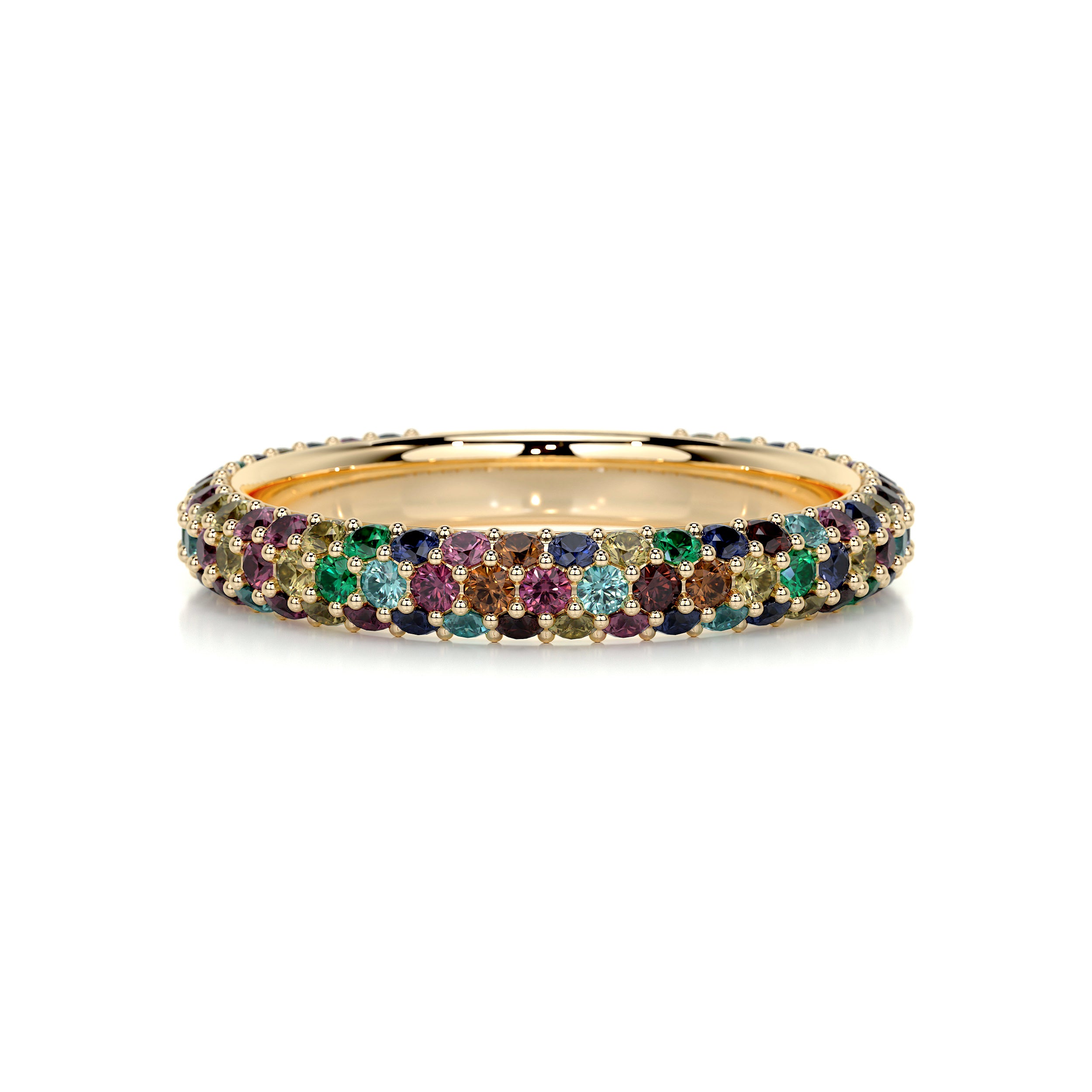 18K Rose Gold Two Row Pave Pink Tourmaline Band