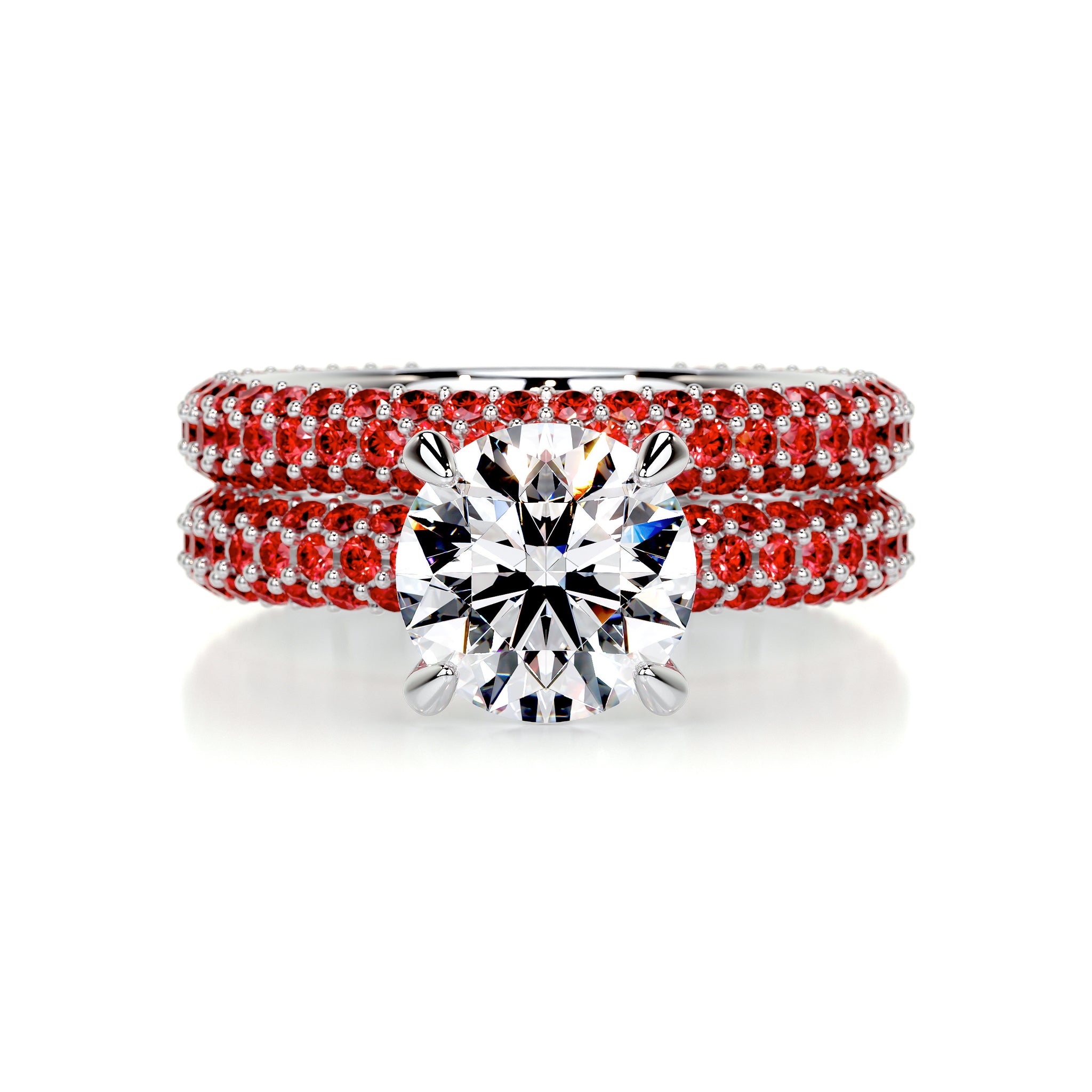 Platinum 1.5 ct diamond and hidden ruby bridal set Clearance