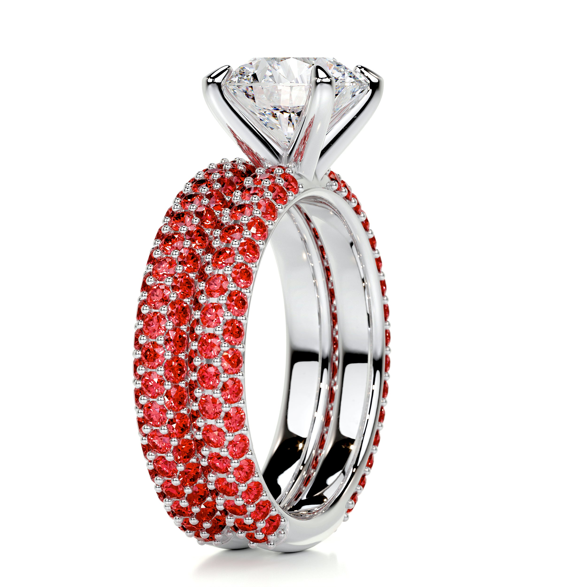 Platinum 1.5 ct diamond and hidden ruby bridal set Clearance