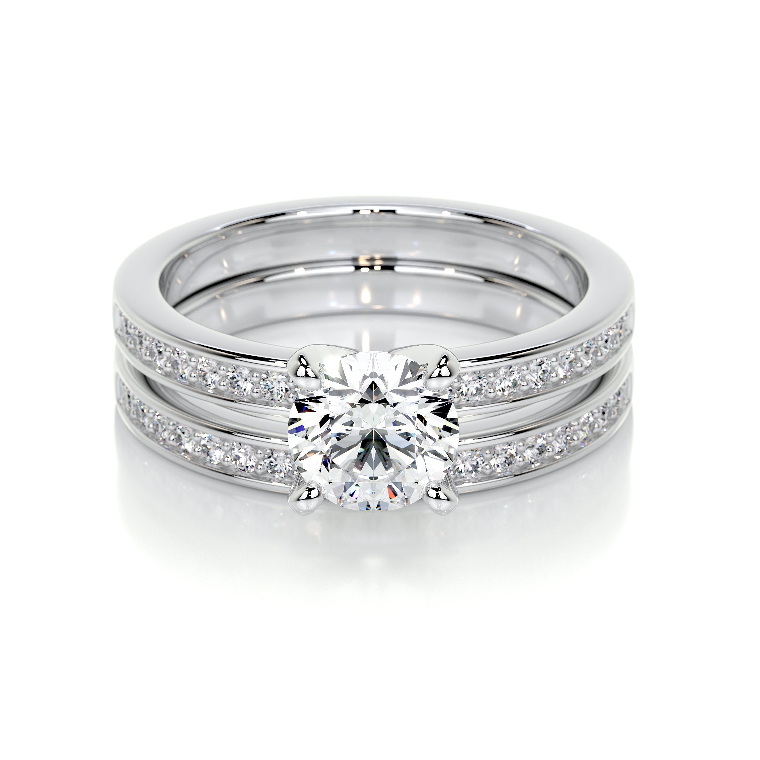 Giselle Lab Grown Diamond Bridal Set   (1.35 Carat) -18K White Gold